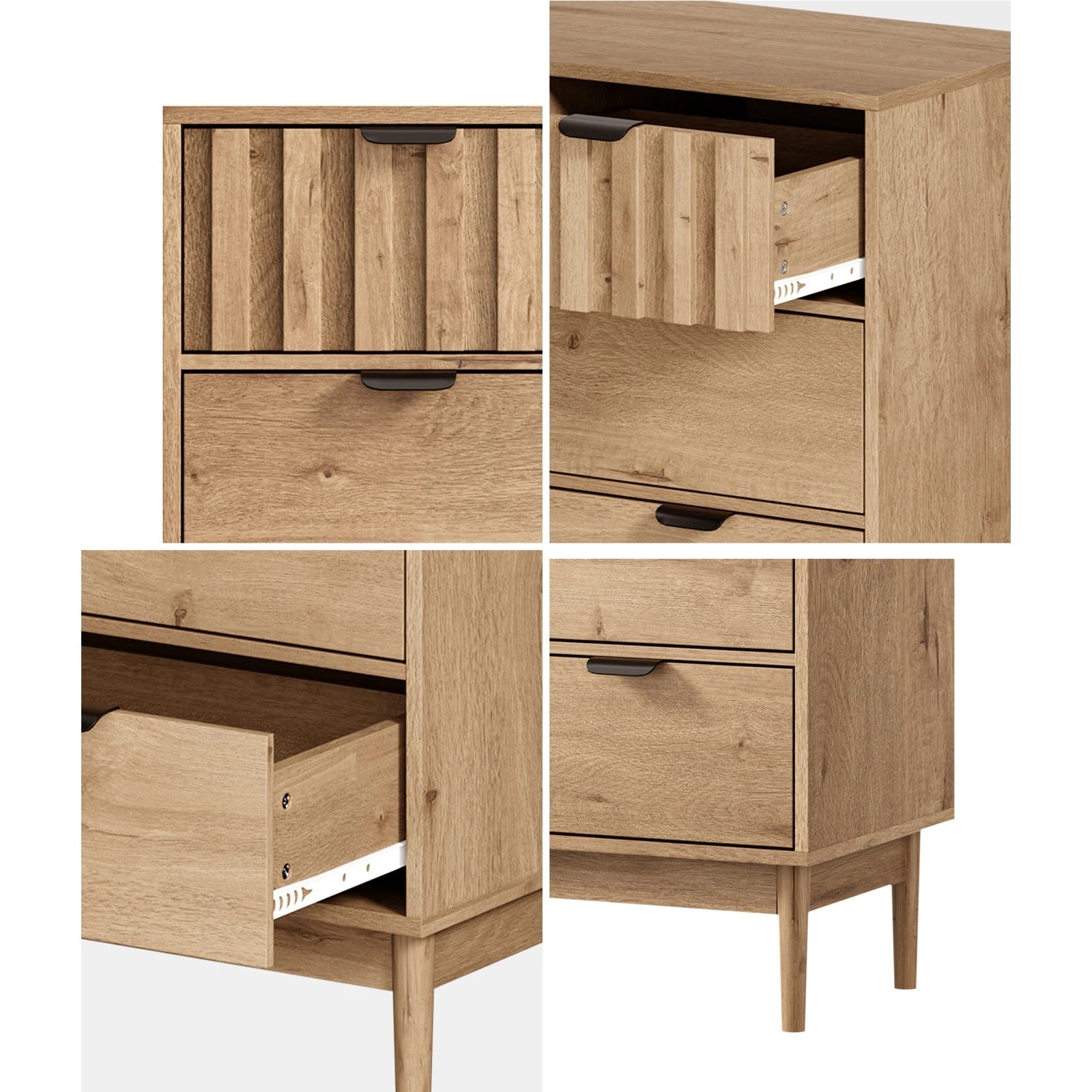 5 Oikiture 5 Chest of Drawers Dresser Tallboy Modern Nightstand Stripe - Natural, 5 of 8