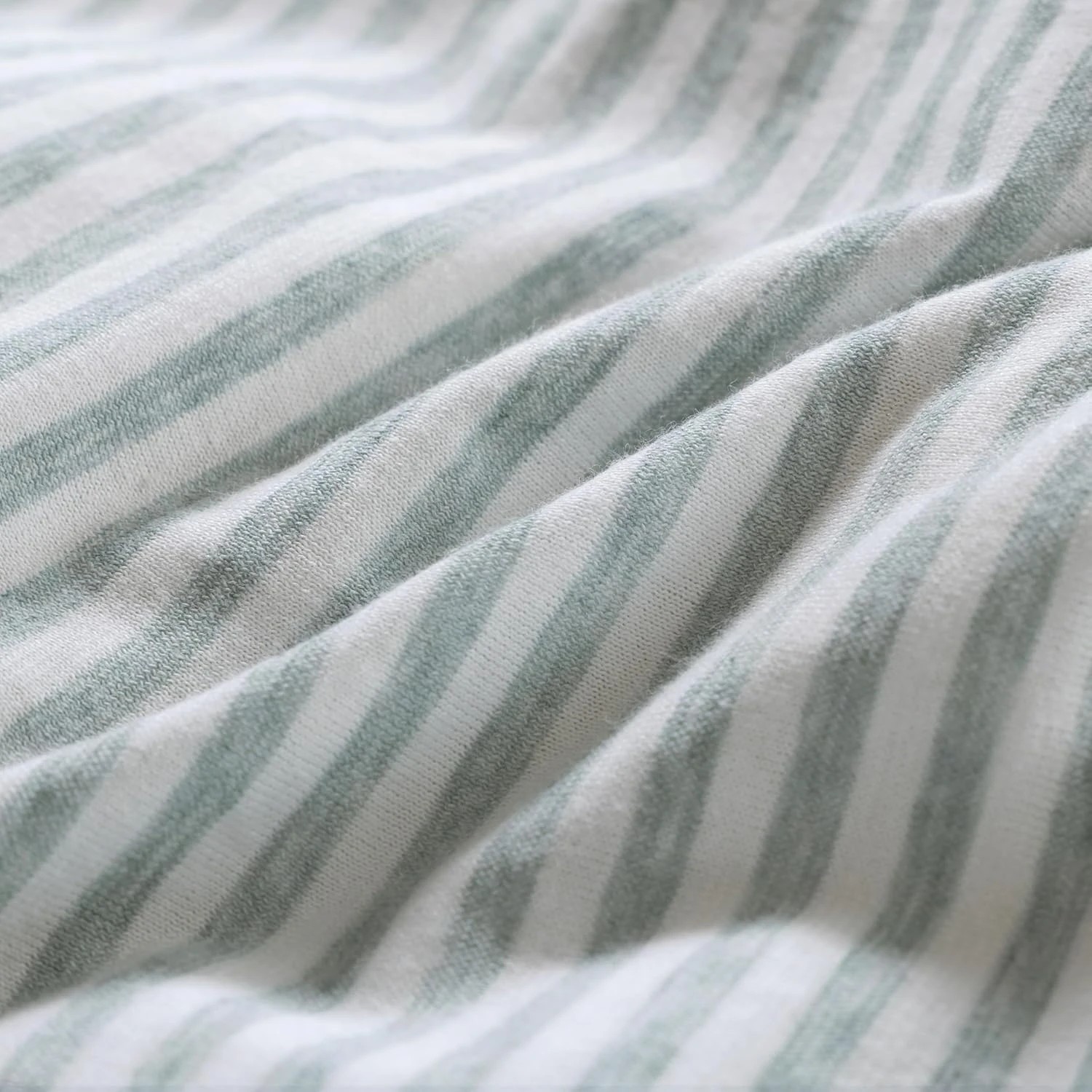 5 Gioia Casa Jersey Cotton Quilt Cover Set Soft Breathable Stretchy - Single Bed - Sage Stripe, 5 of 5