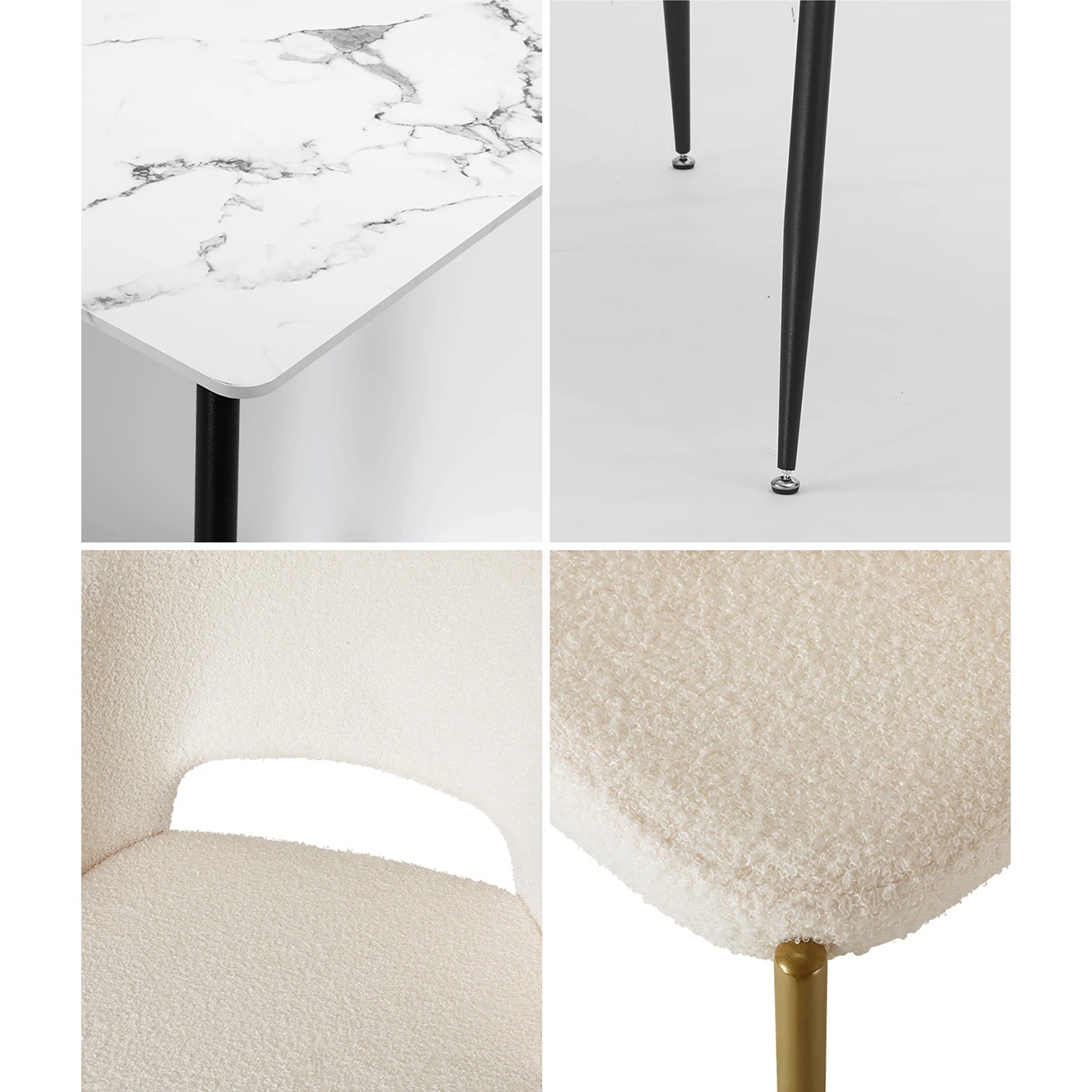 5 Oikiture 120cm Rectangle Dining Table with 6PCS Dining Chairs Sherpa - Multi, 5 of 9