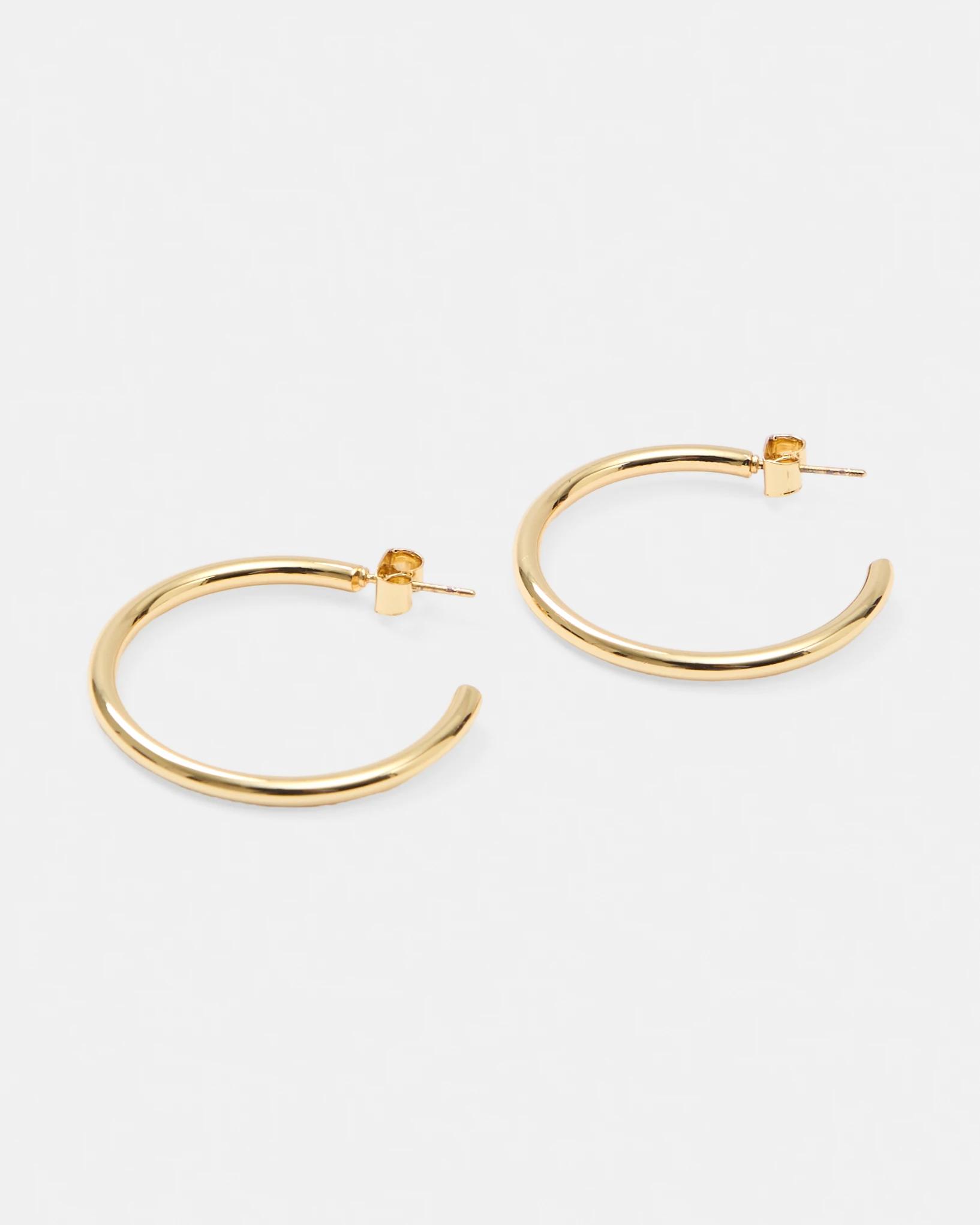 3 18K Gold Plated Plain Hoop Earrings Gold, 3 of 5