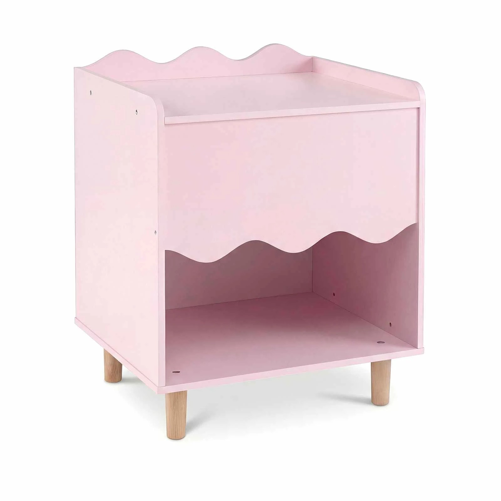 1 Costway Bedside Table Wide Top Nightstand Cabinet End Table Toy Organizer - Pink, 1 of 1