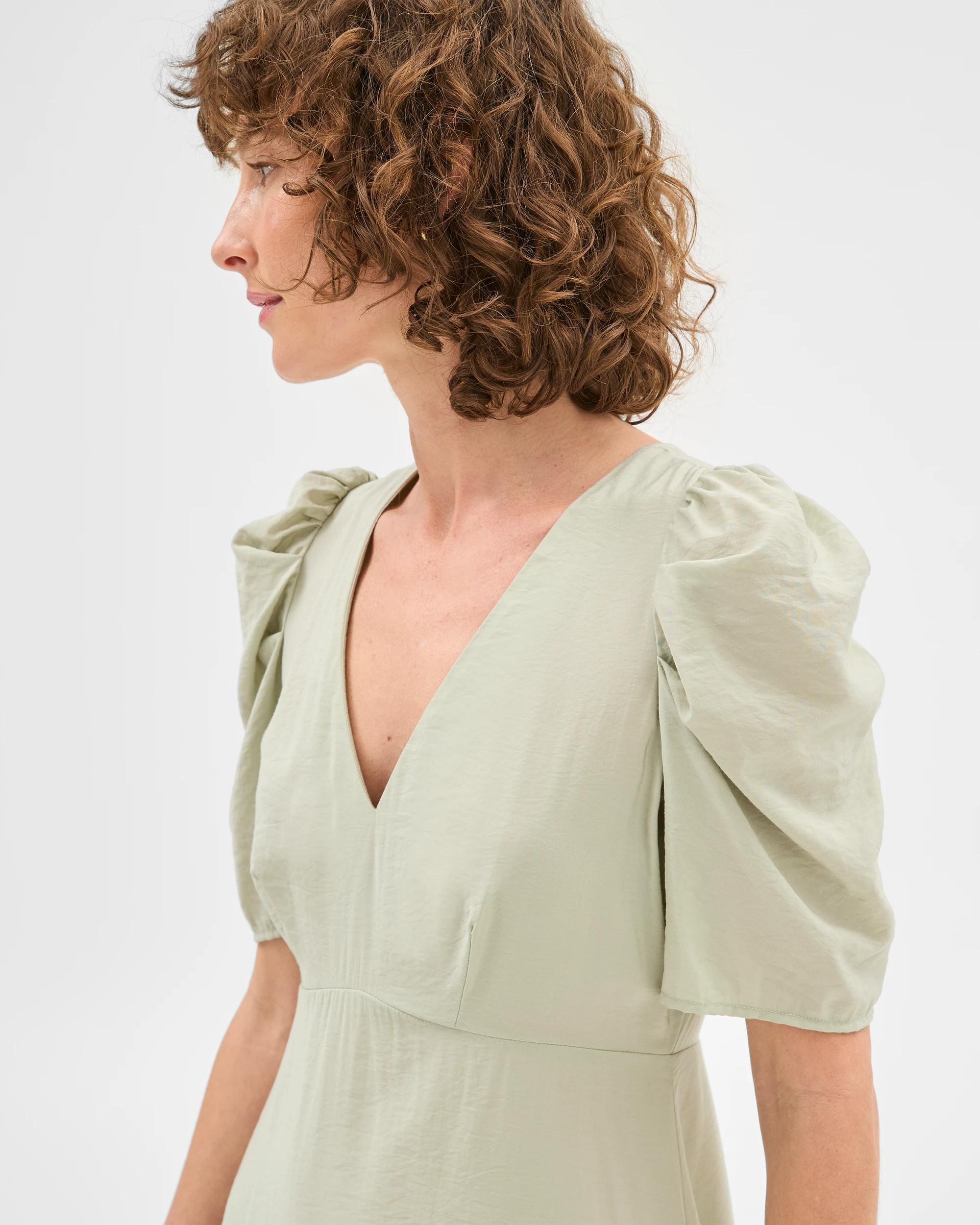 3 Puff Sleeve Dress - Preview DESERT SAGE, 3 of 6