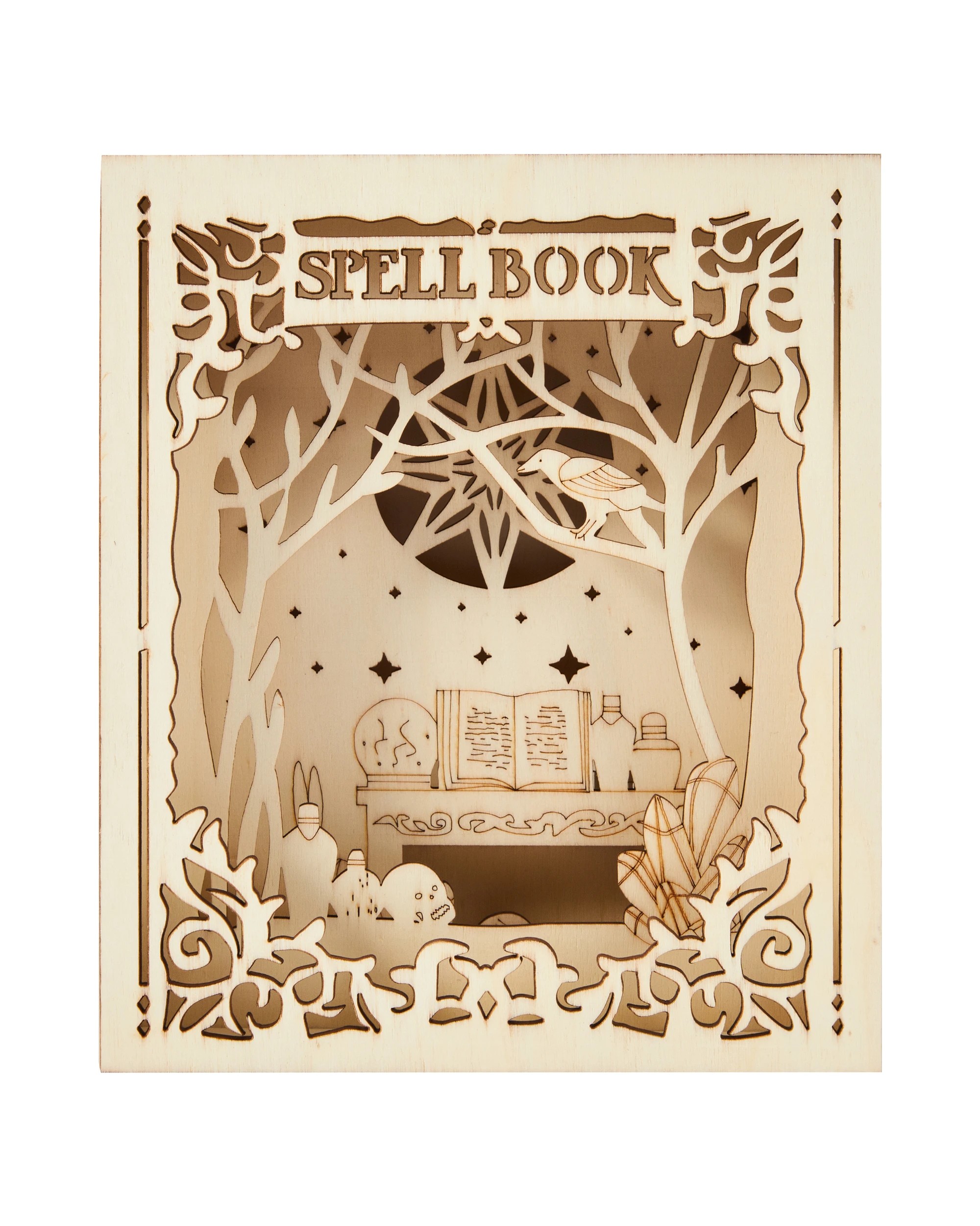 3 Halloween Craft Wood Blank - LED Spell Book, 3 of 9
