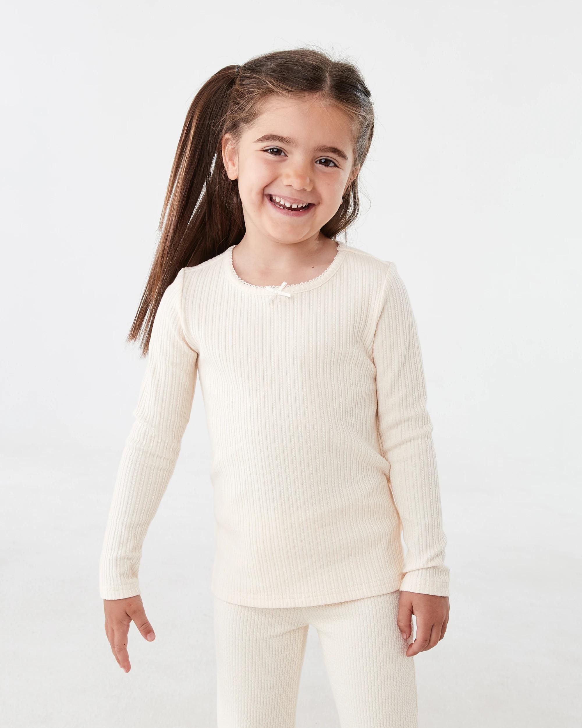 1 Long Sleeve Pointelle T-shirt Butter Bge, 1 of 7