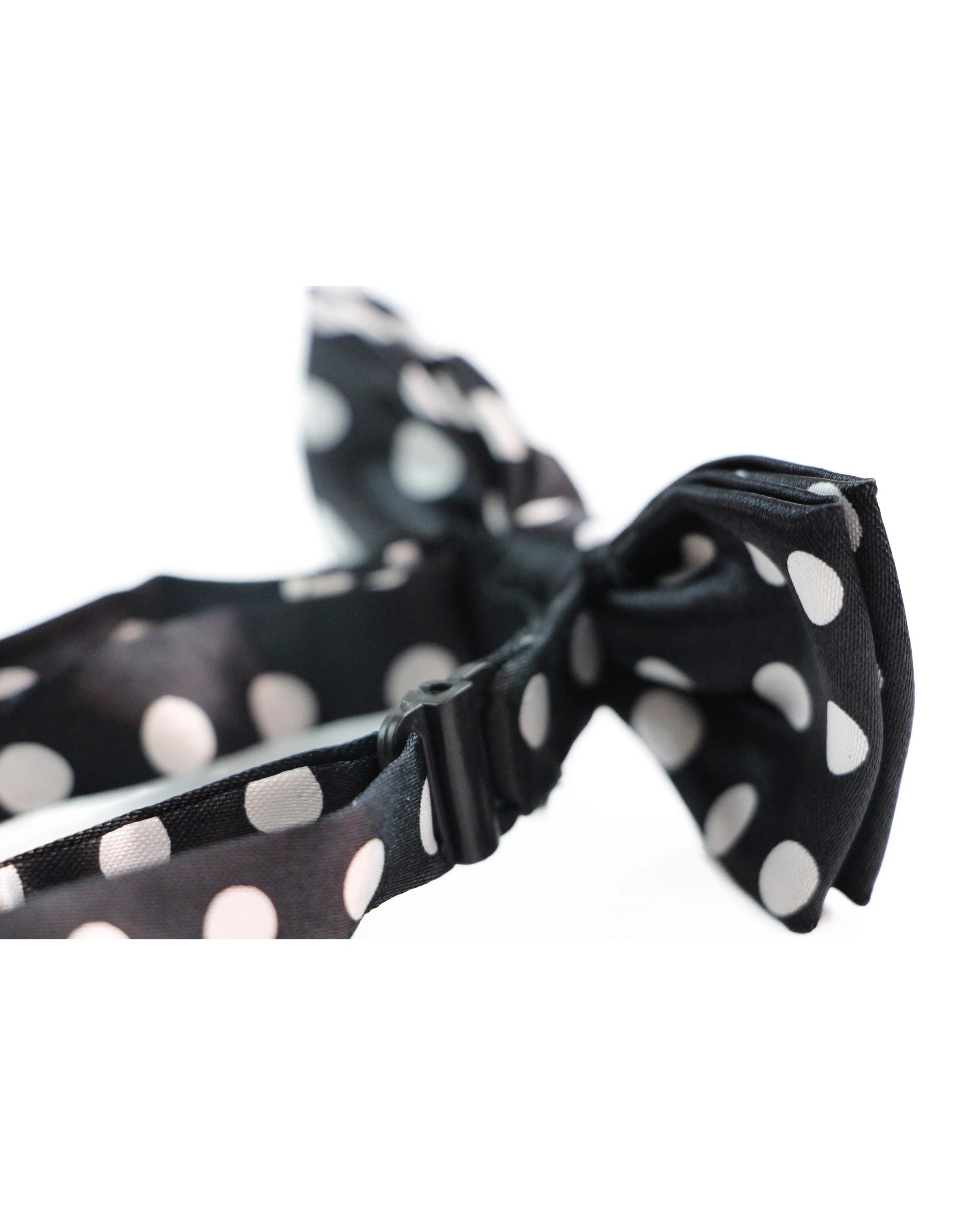 2 Zasel Boys Black With White Large Polka Dots Patterned Bow Tie, 2 of 2