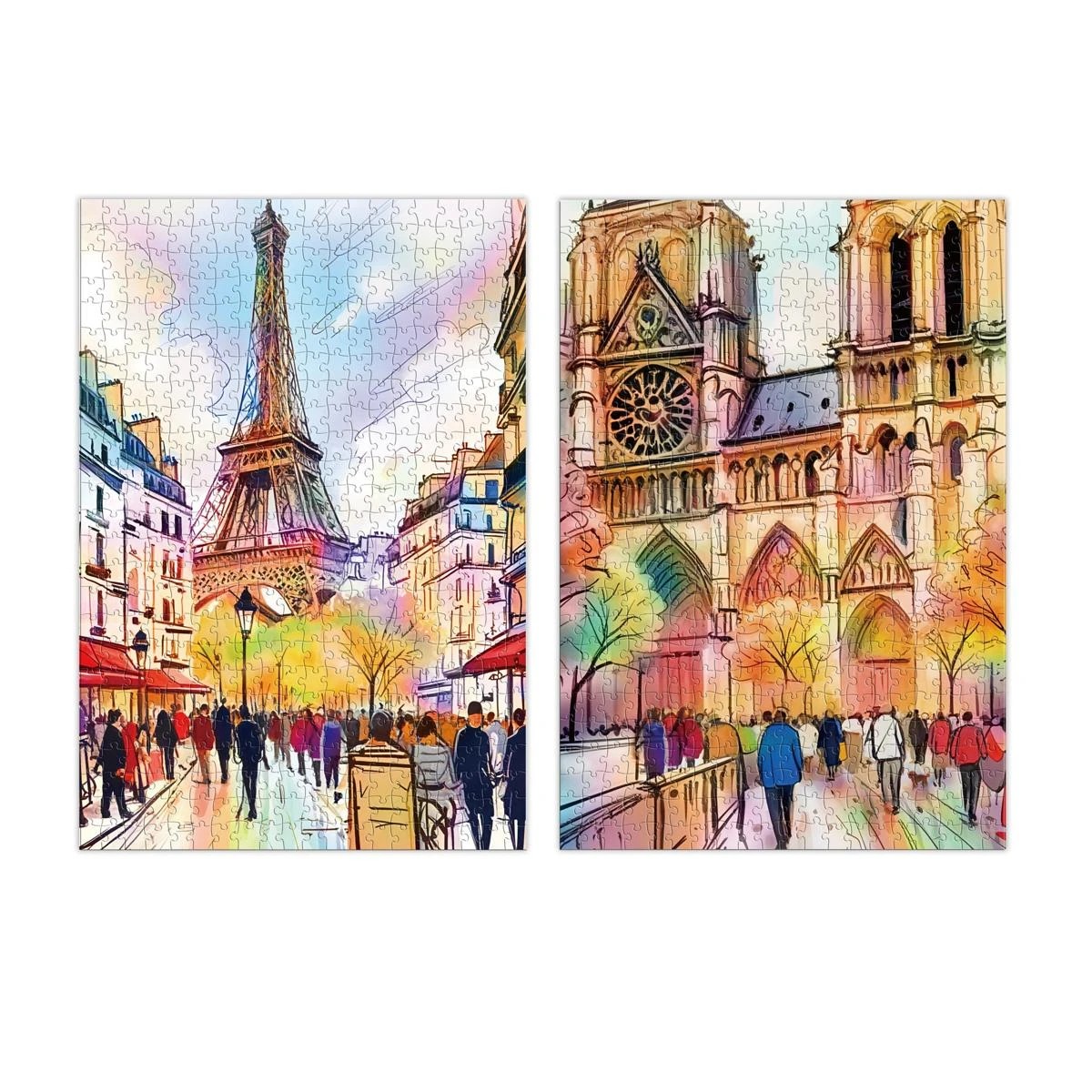 7 500 Piece Famous Landmark Water Colour Puzzles - Assorted, 7 of 9