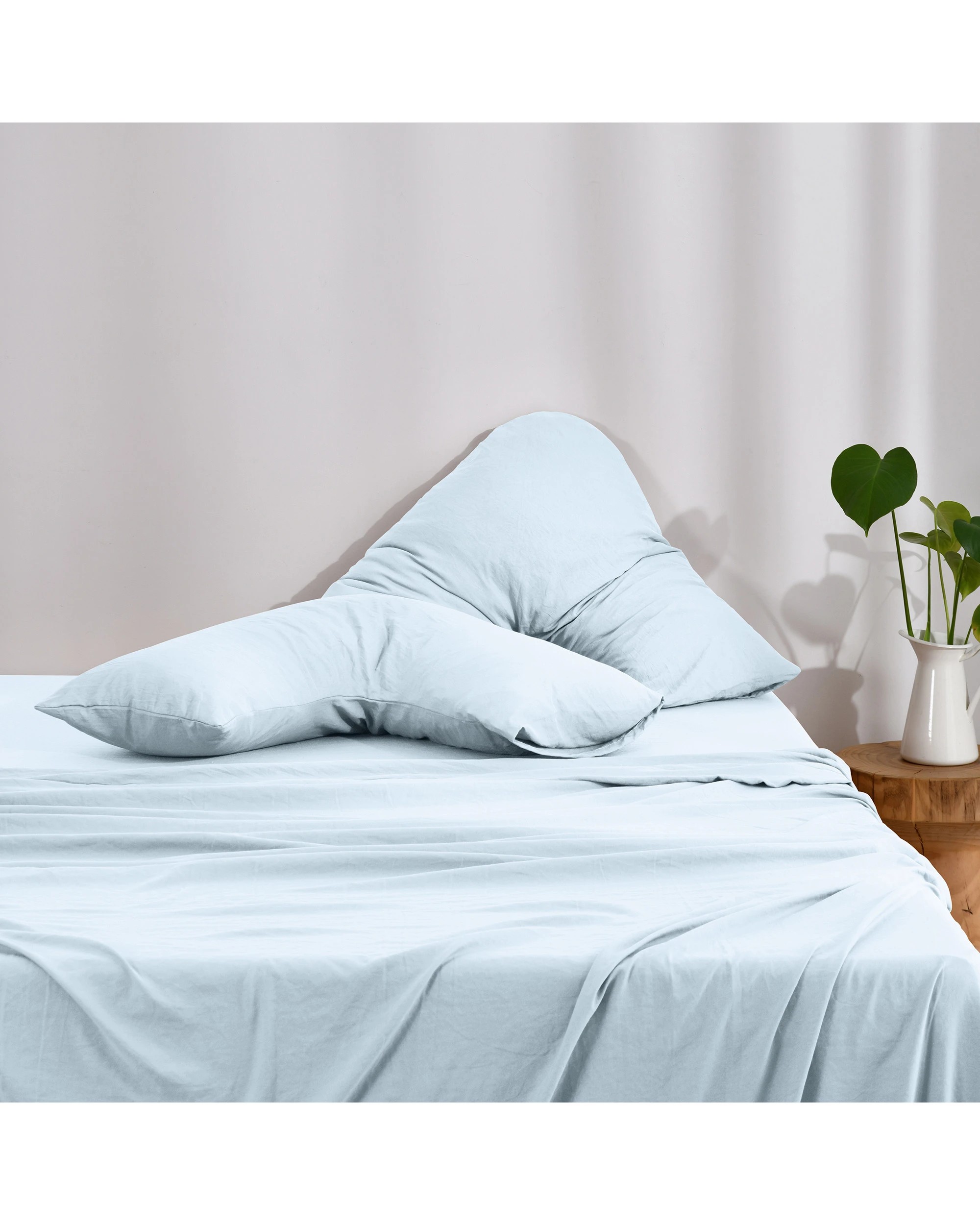 5 Dreamaker Superfine Washed Microfibre V-Shape Pillowcase Twin Pack - Ice Blue, 5 of 5