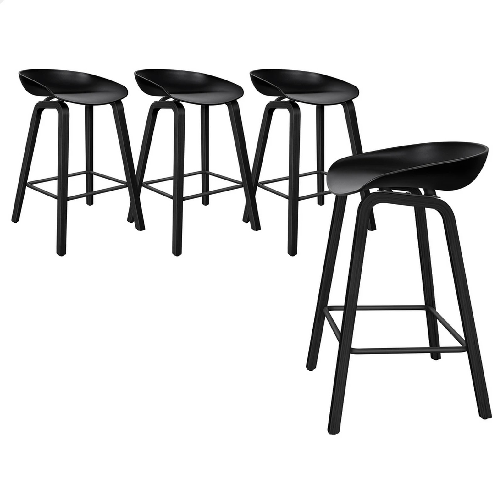 1 Alfordson 4x Kitchen Bar Stools Counter Wooden Chairs - Black, 1 of 8