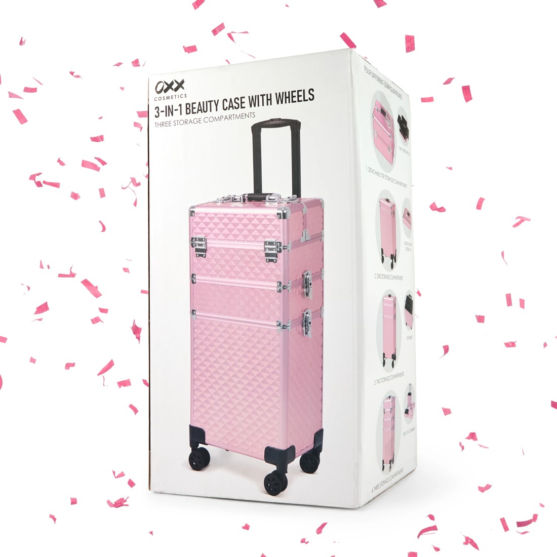 1 OXX Cosmetics 3-in-1 Beauty Case with Wheels, 1 of 10