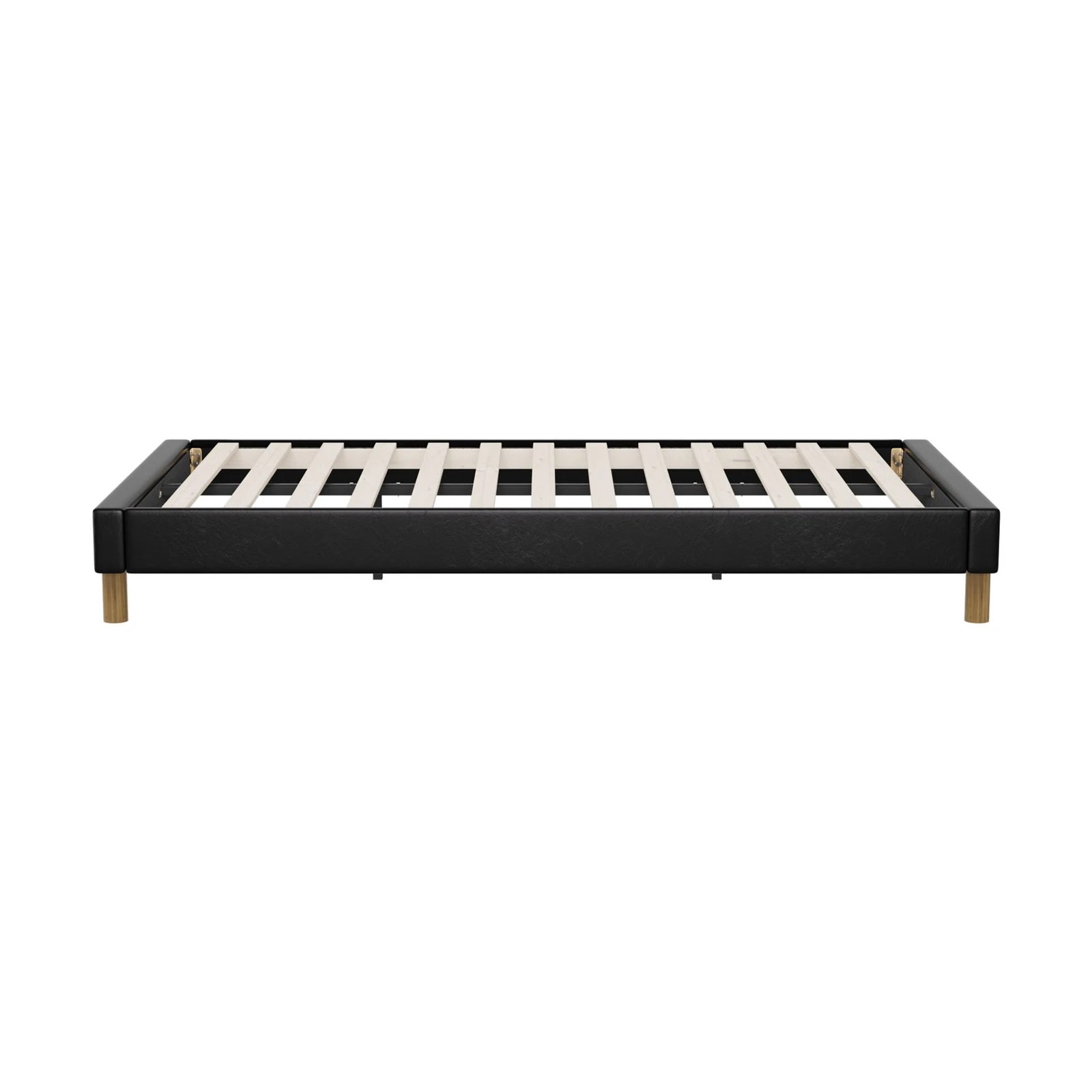 9 Oikiture Bed Frame King Single Size Bed Base PU Leather - Black, 9 of 9