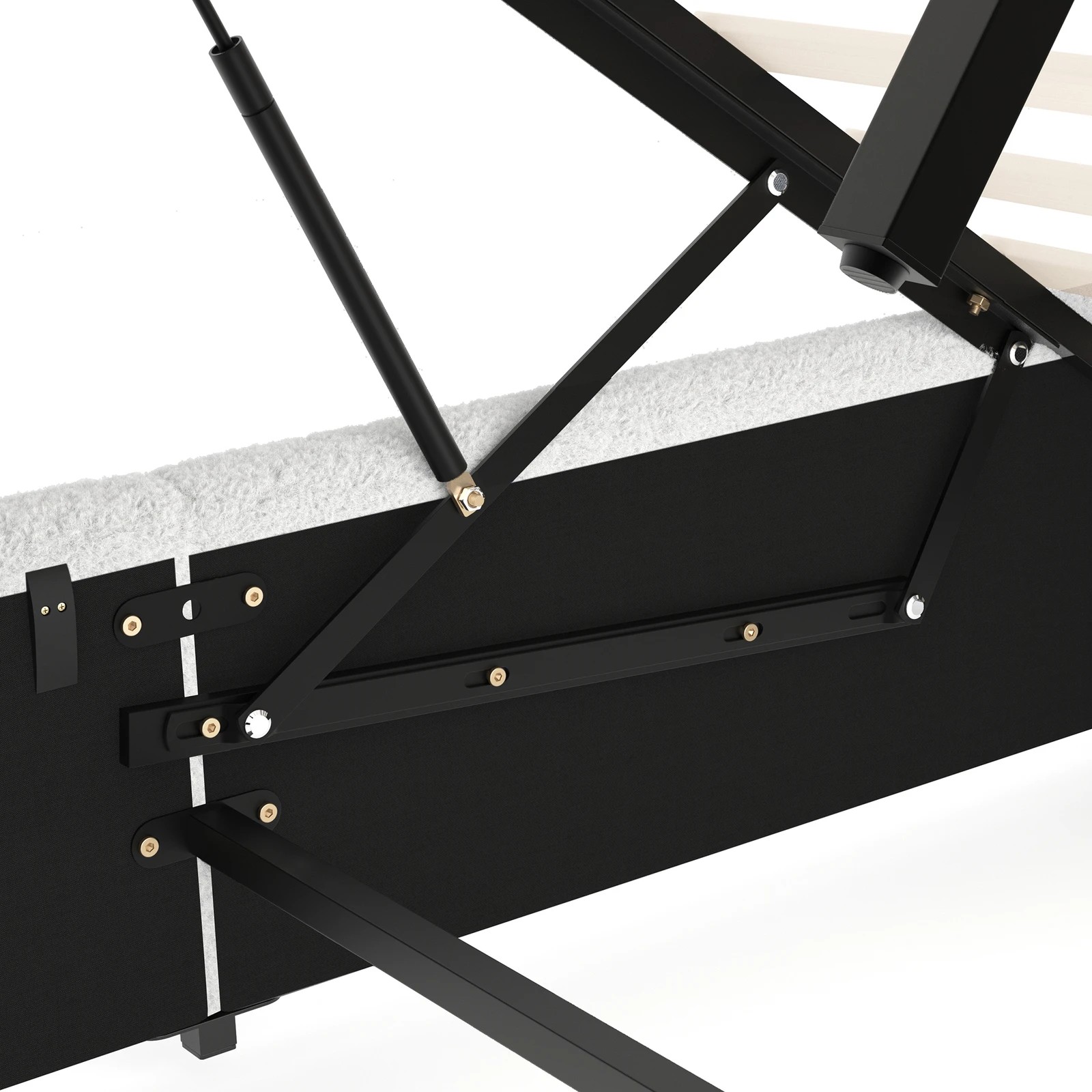 8 Alfordson Bed Frame Single Size Gas Lift Storage Base Wooden Boucle Milton - White, 8 of 10