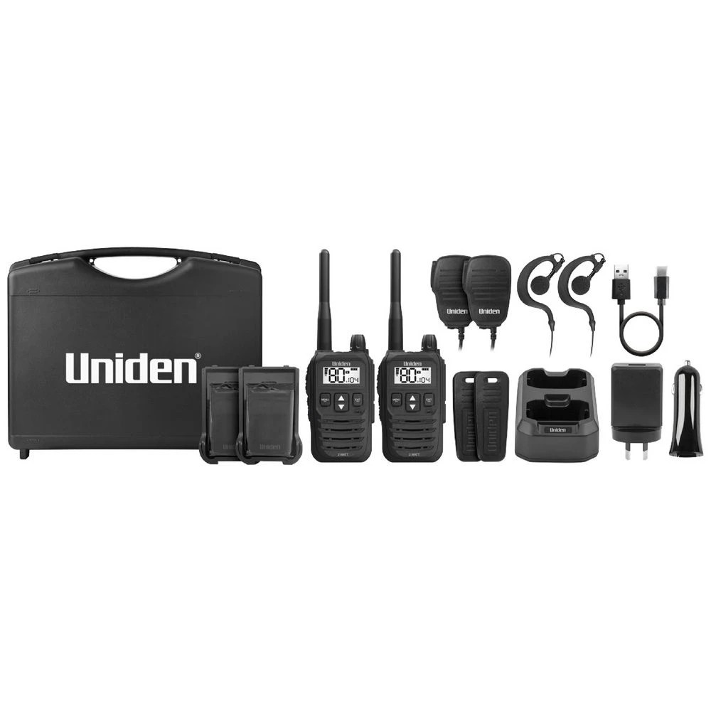 1 Uniden 2W 80C UHF Handheld Radio Tradies Pack UH825-2TP, 1 of 1
