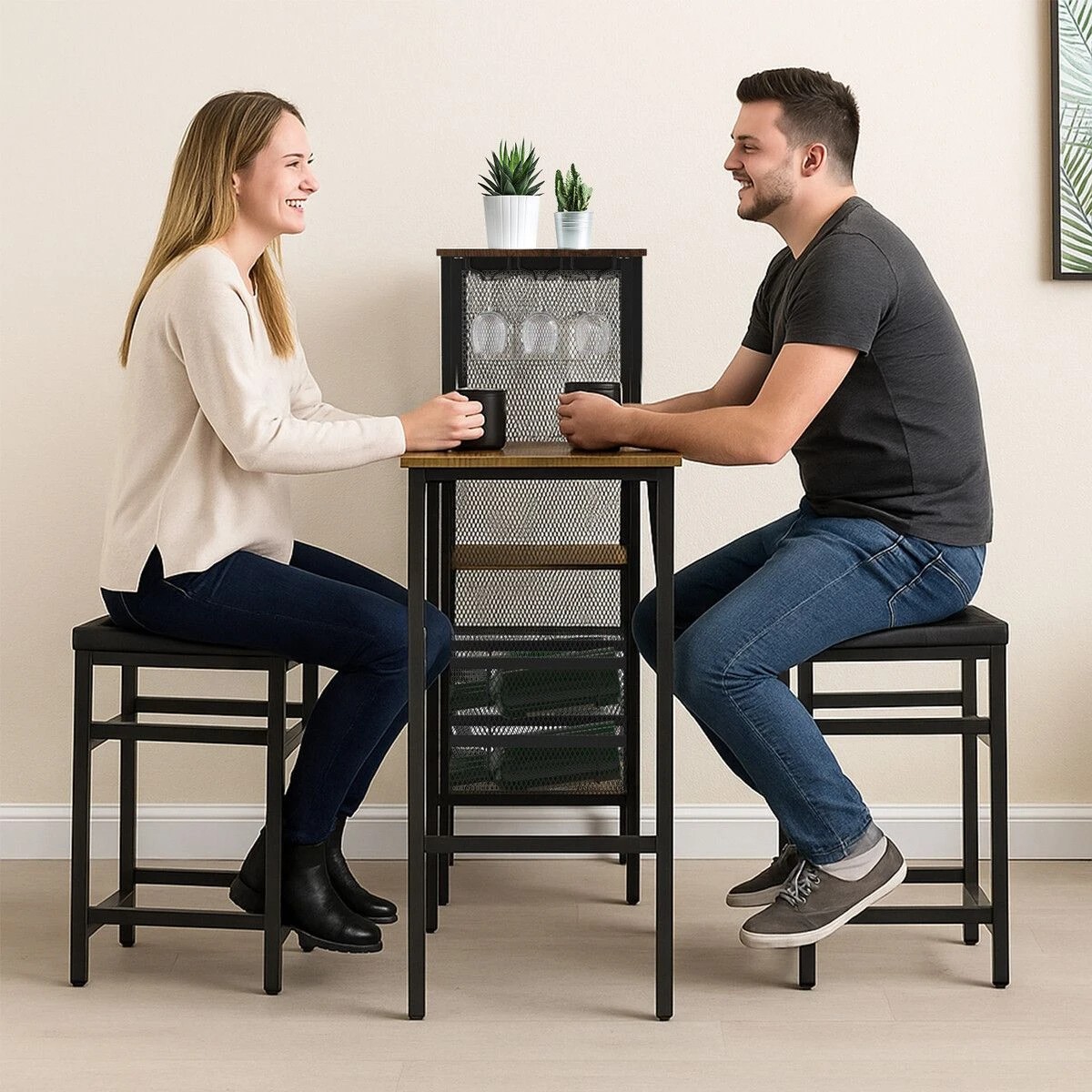 4 Ausway Bar Table and Stools Dining Chairs Set, 4 of 4