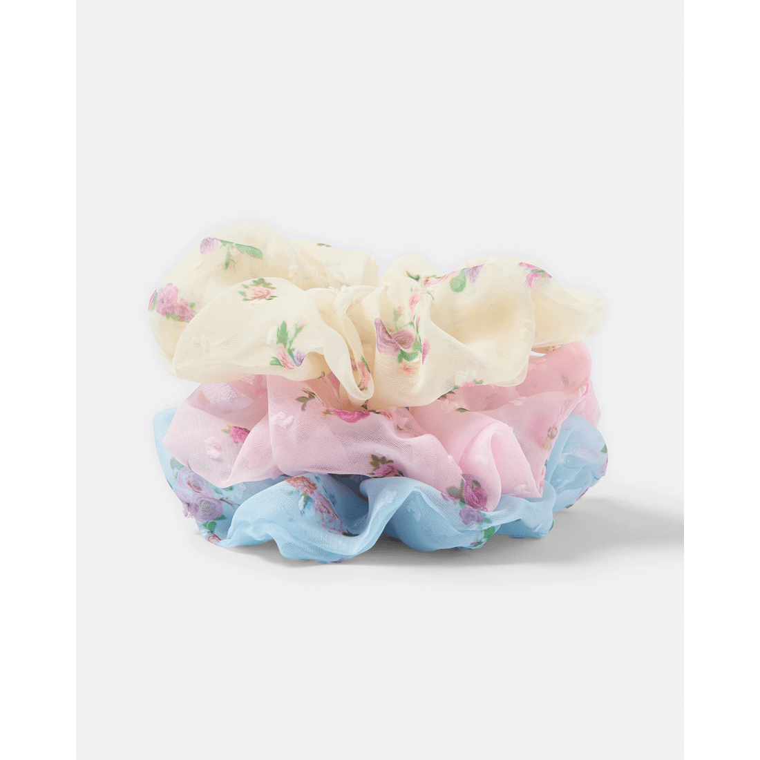 1 3 Pack Flower Organza Hair Scrunchies, 1 of 5