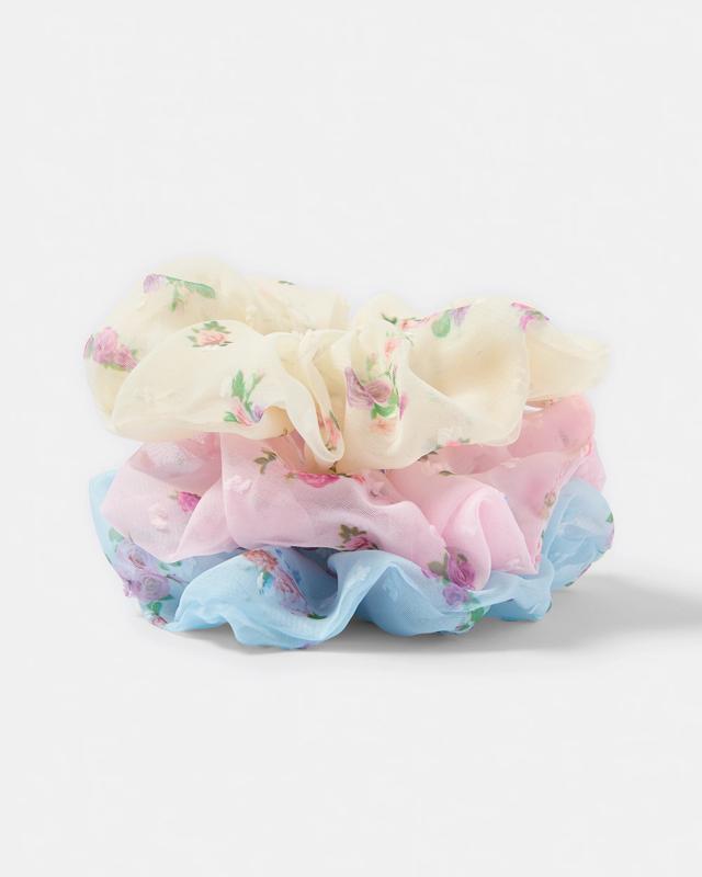 3 Pack Flower Organza Hair Scrunc