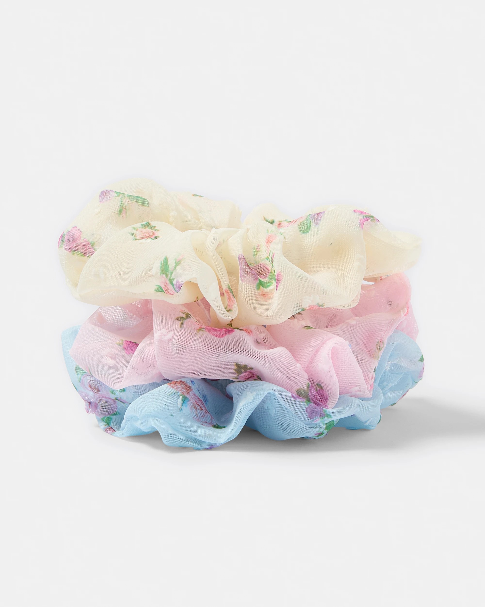 1 3 Pack Flower Organza Hair Scrunchies, 1 of 5