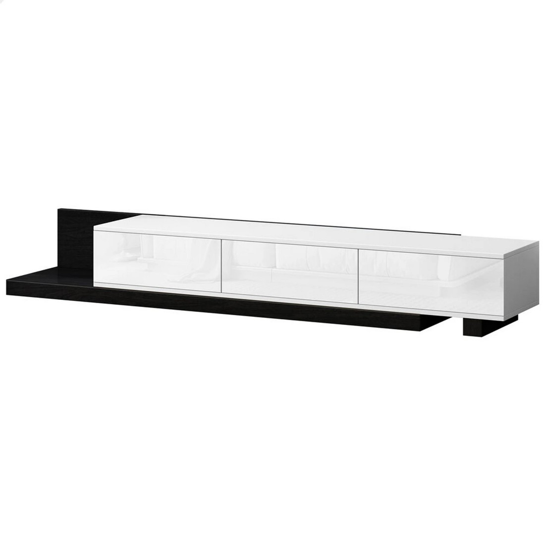 1 Alfordson 200-380cm Extendable Entertainment Unit TV Cabinet Stand Storage Shelf - Black White, 1 of 10