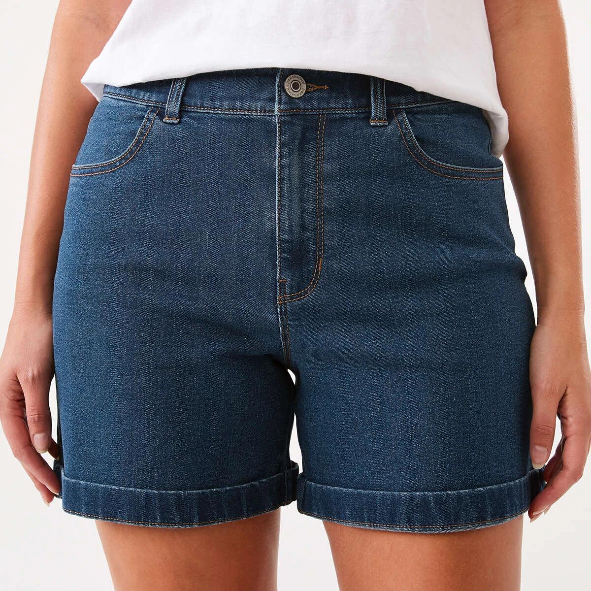1 Denim Midi Shorts Dark Wash, 1 of 7