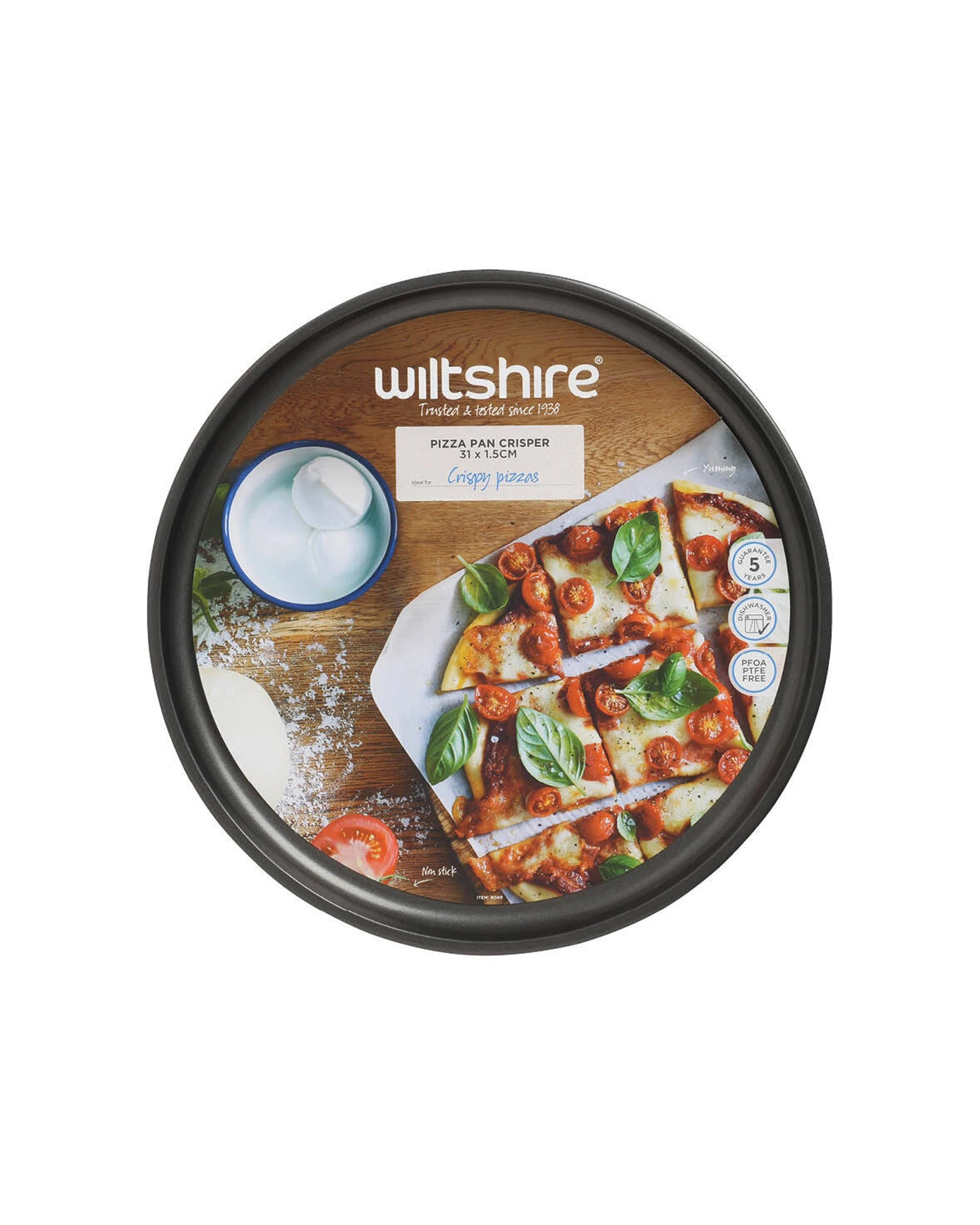 3 Wiltshire 3PK Easybake Round Oven/Dishwasher Safe Pizza Pan Crisper 31x1.5cm - Grey, 3 of 4