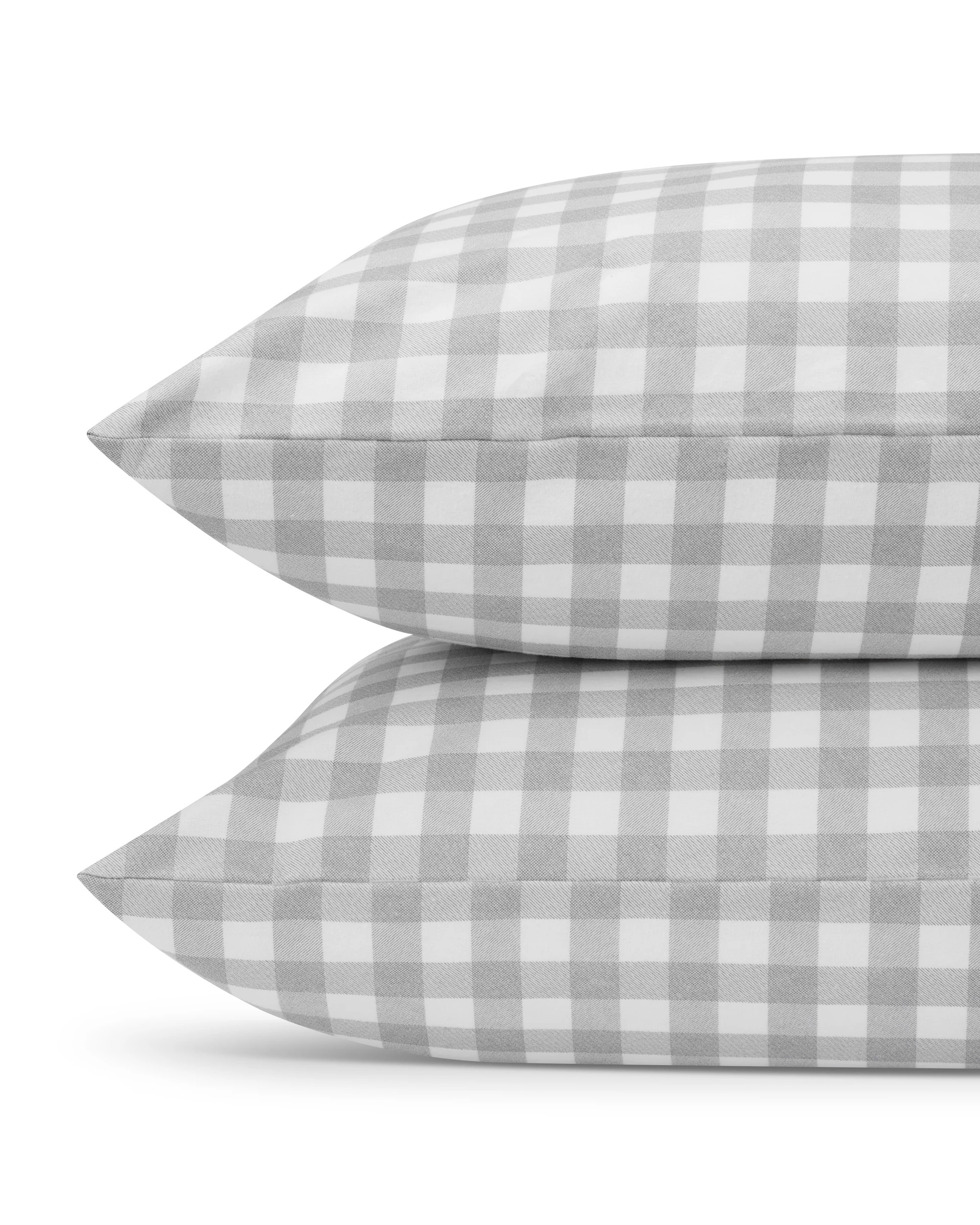 2 Gingham Cotton Flannelette Sheet Set - Queen Bed, Grey, 2 of 7