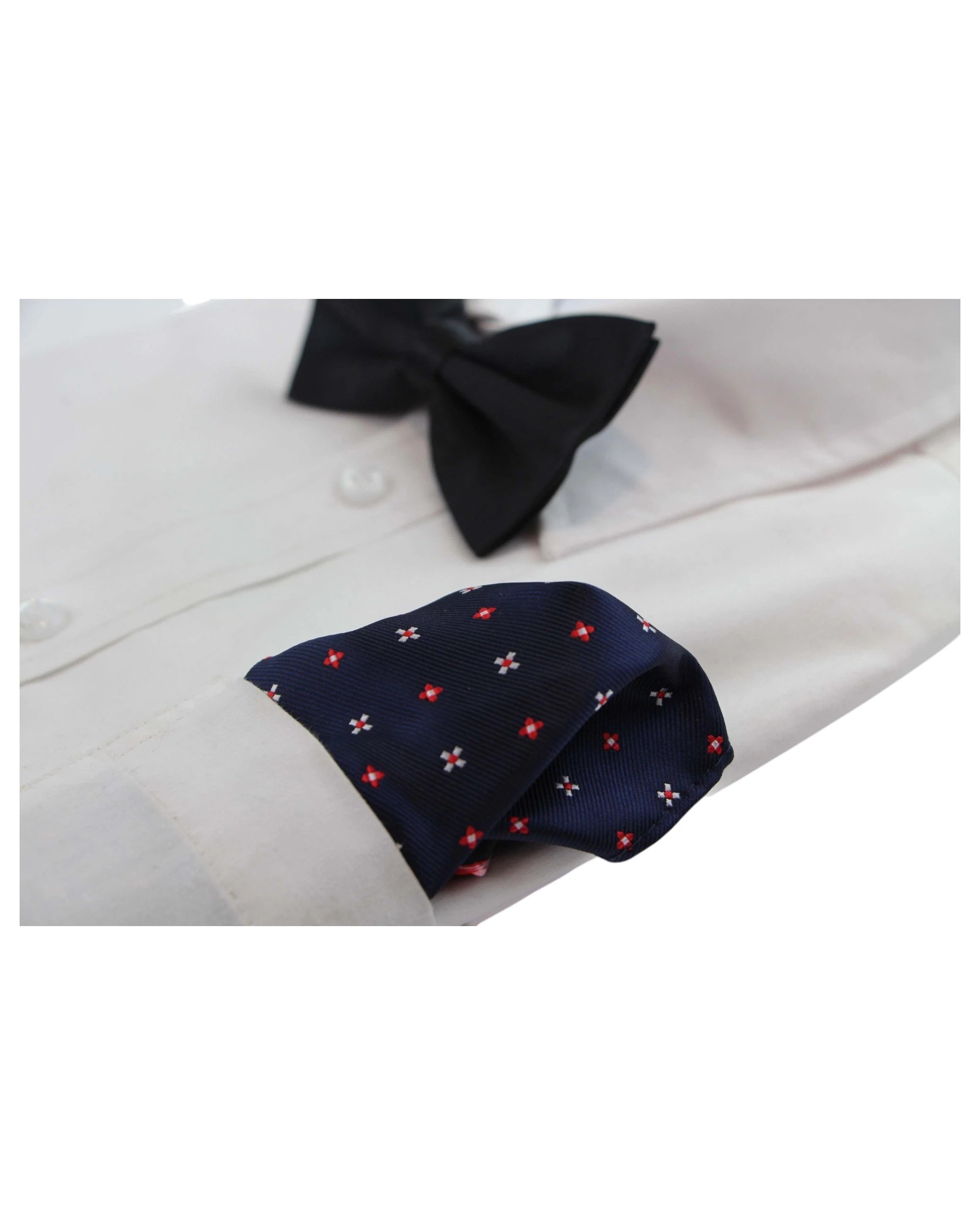 3 Zasel Mens Navy & Red Flower Silk Pocket Square - Multi, 3 of 3