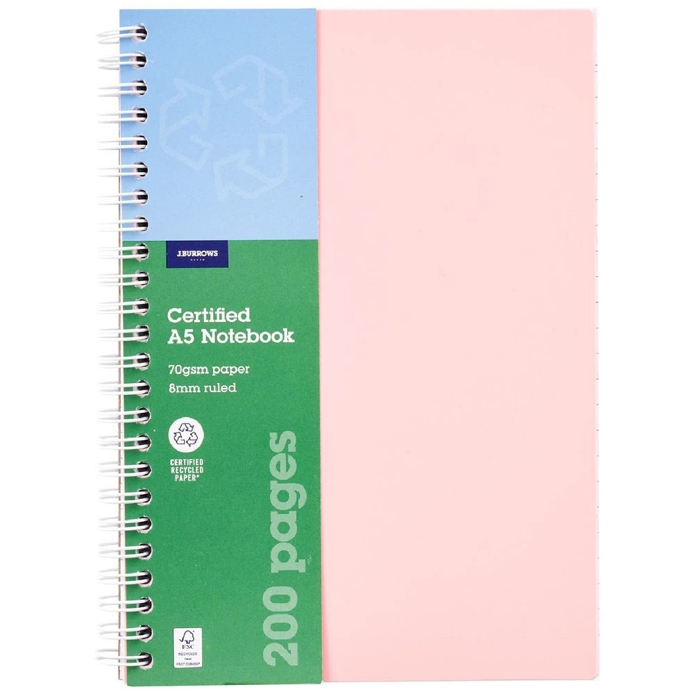 1 J.Burrows A5 PP Notebook 200 Page Pink, 1 of 3