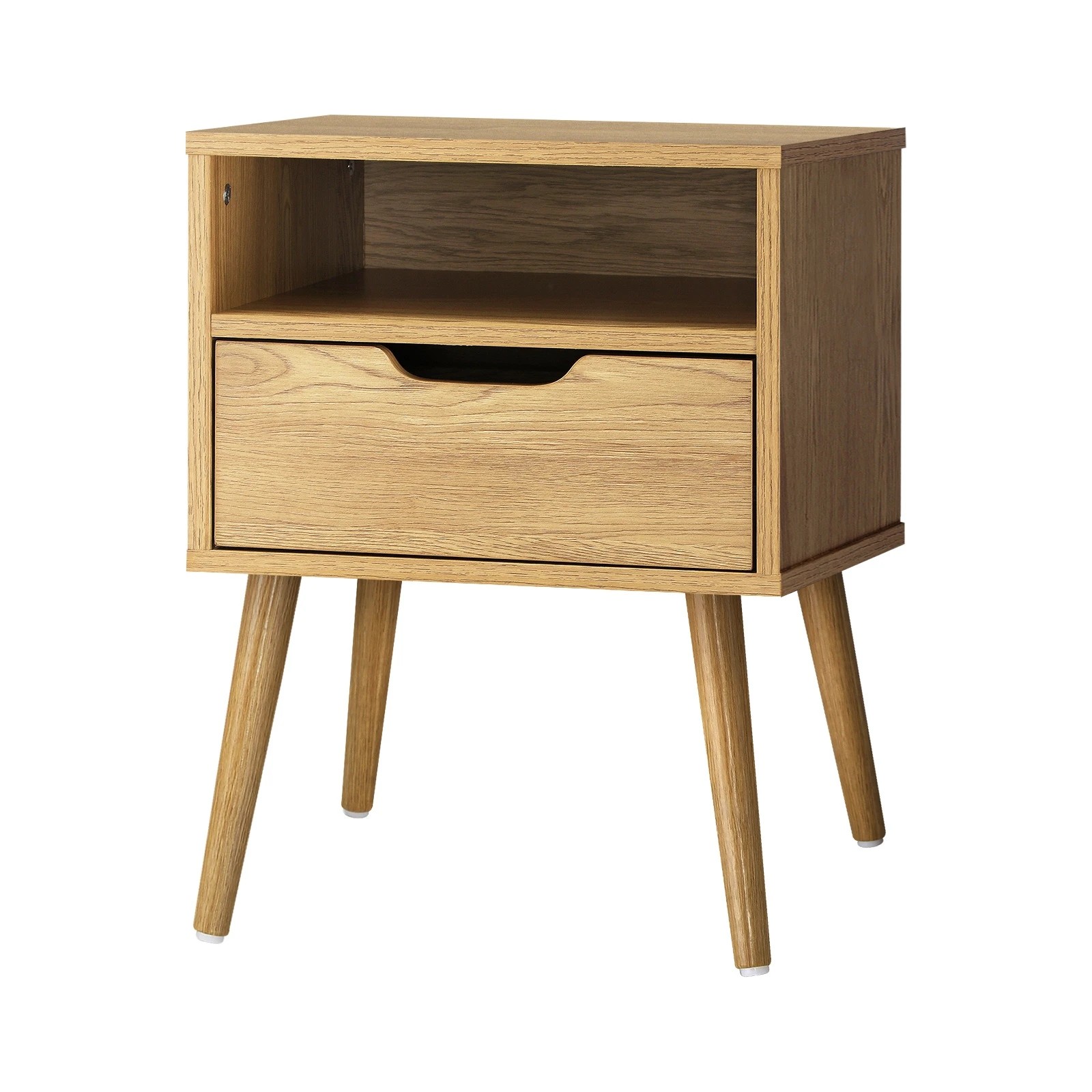 1 Oikiture Bedside Table Drawers Side Tables Nightstand Wood
 - Natural, 1 of 10