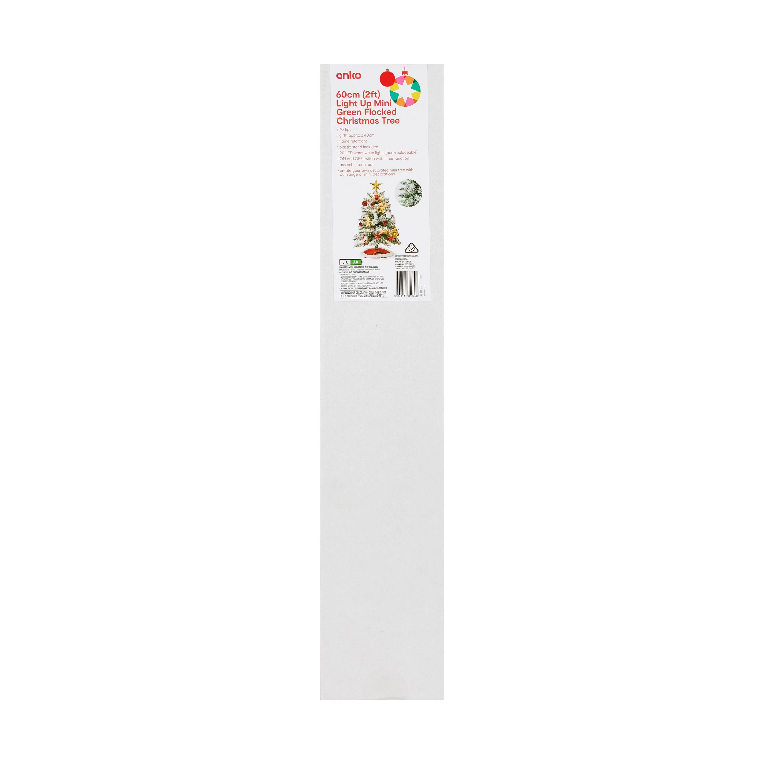 7 60cm (2ft) Light Up Mini Green Flocked Christmas Tree, 7 of 7