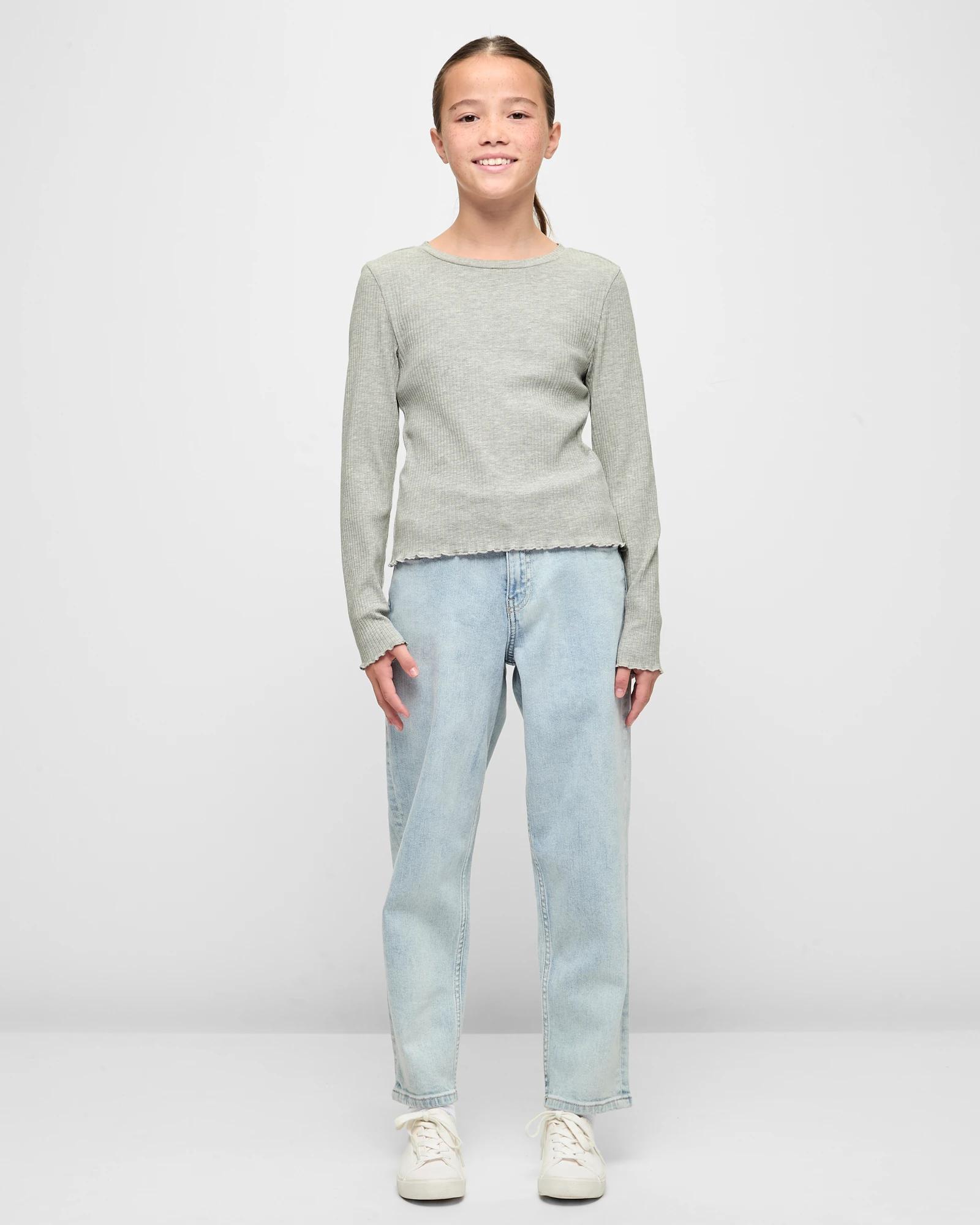 2 Target Australian Cotton Blend Long Sleeve Rib Top GREY, 2 of 5