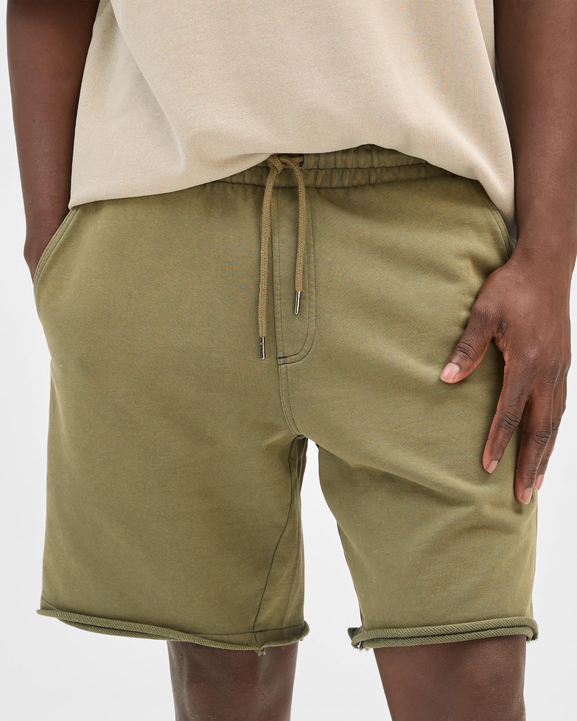 6 Commons Australian Cotton Rib Stripe Fleece Shorts MILITARY GREEN, 6 of 7