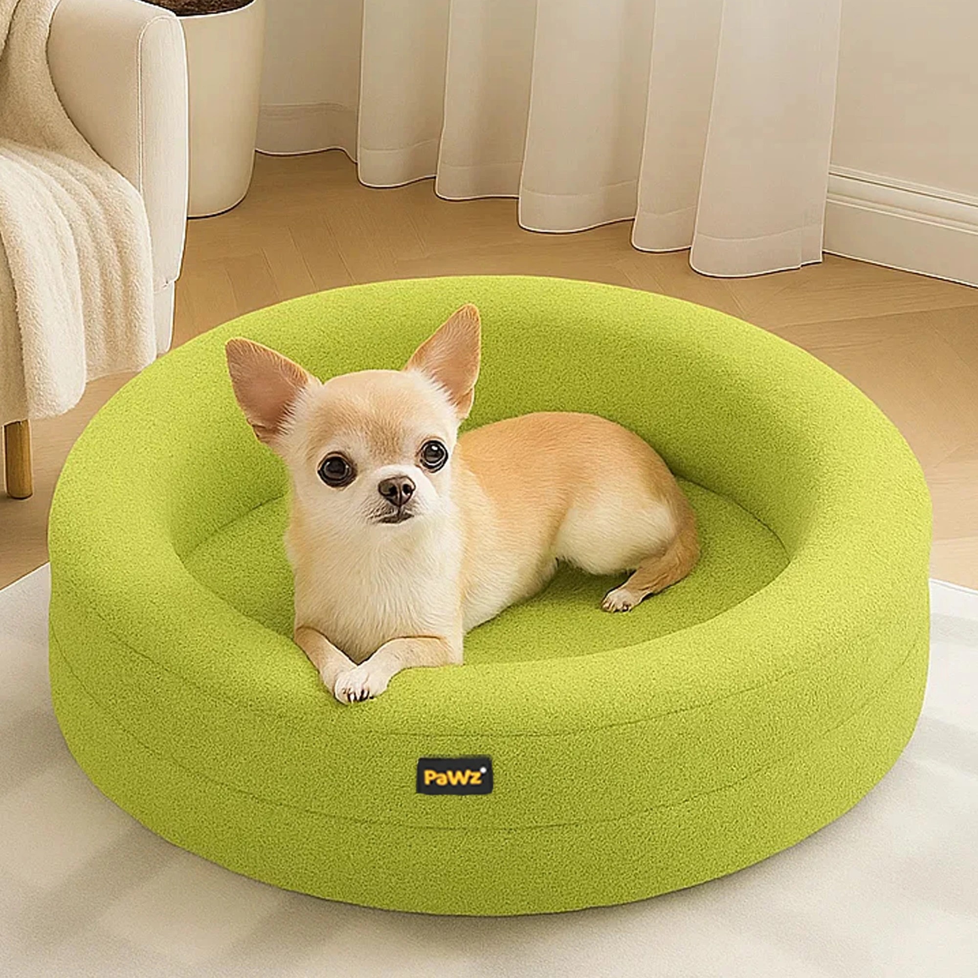 7 Pawz Washable Round Pet Bed  M - Green, 7 of 9