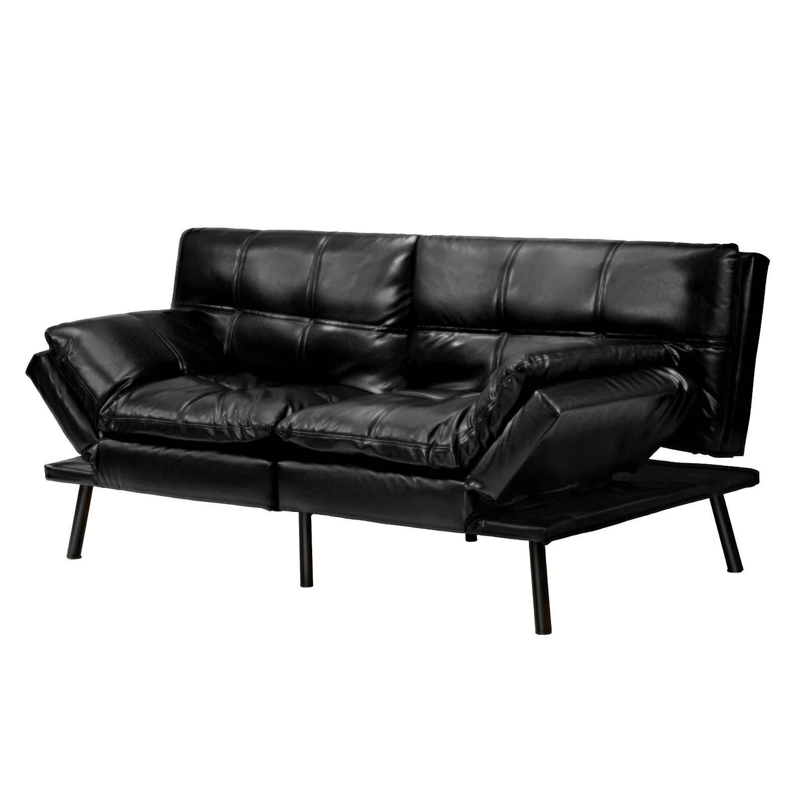 1 Oikiture Sofa Bed Futon Recliner Lounge Couch Convertible Leather 3-seater
 - Black, 1 of 10