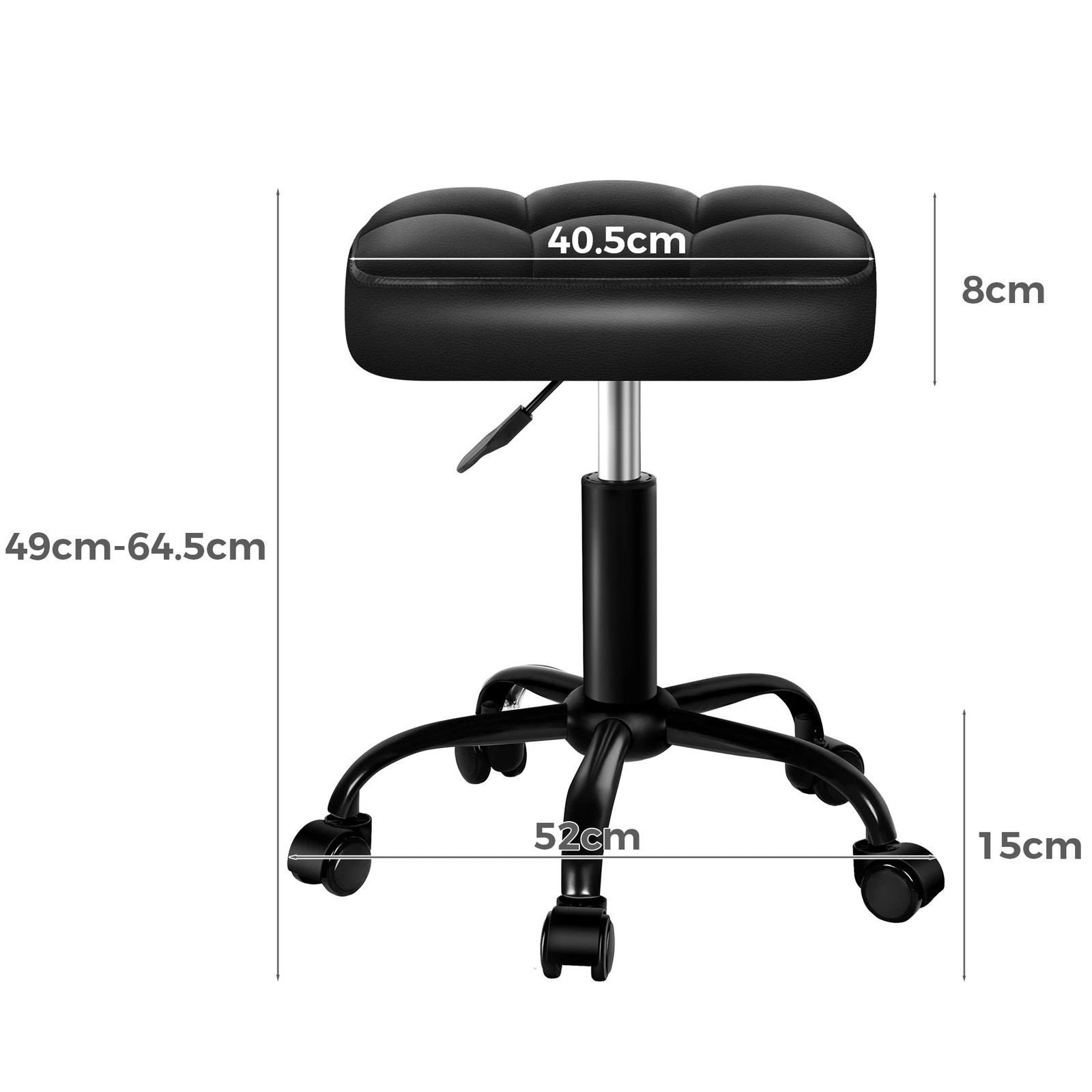 7 Alfordson 2x Salon Stool Square Swivel Barber Hair Chair - All Black, 7 of 10