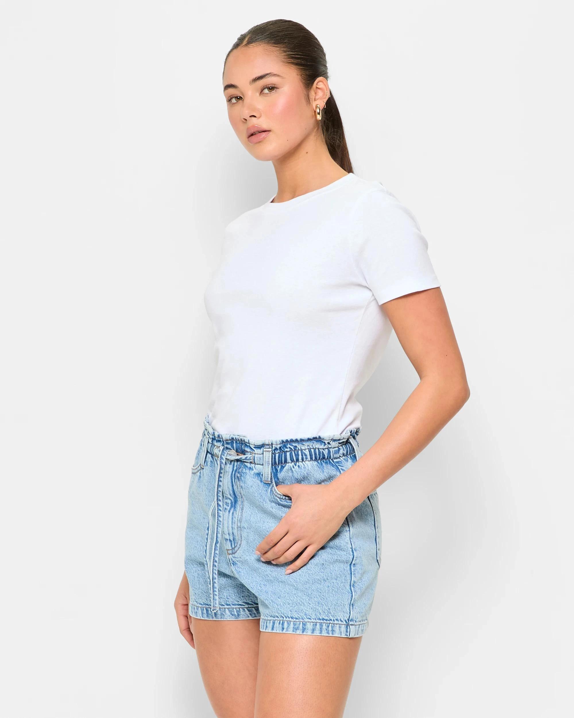 3 Denim Paperbag Shorts - Lily Loves ICONIC LIGHT INDIGO, 3 of 5