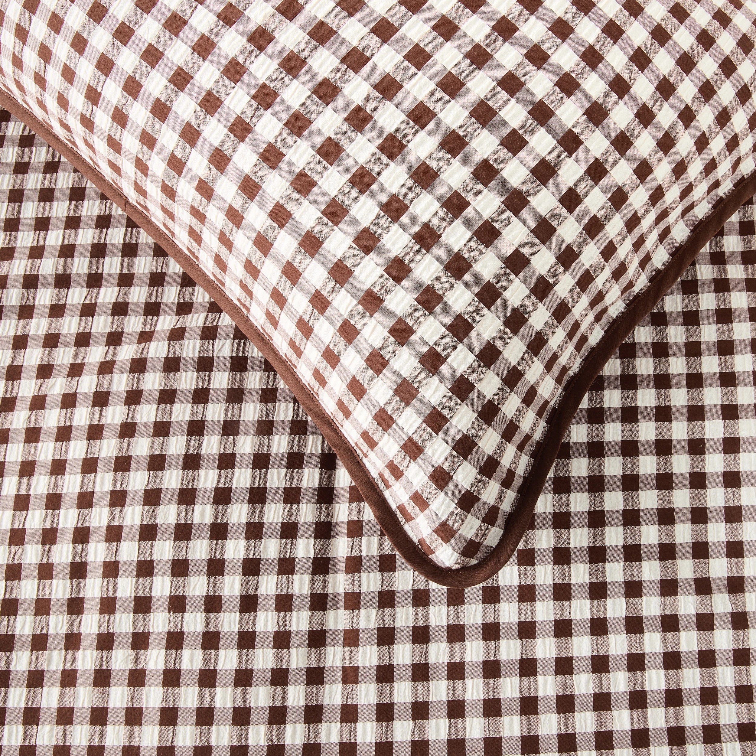 3 Gingham Australian Grown Cotton Quilt Cover Set - Double Bed, Chocolate, 3 of 6