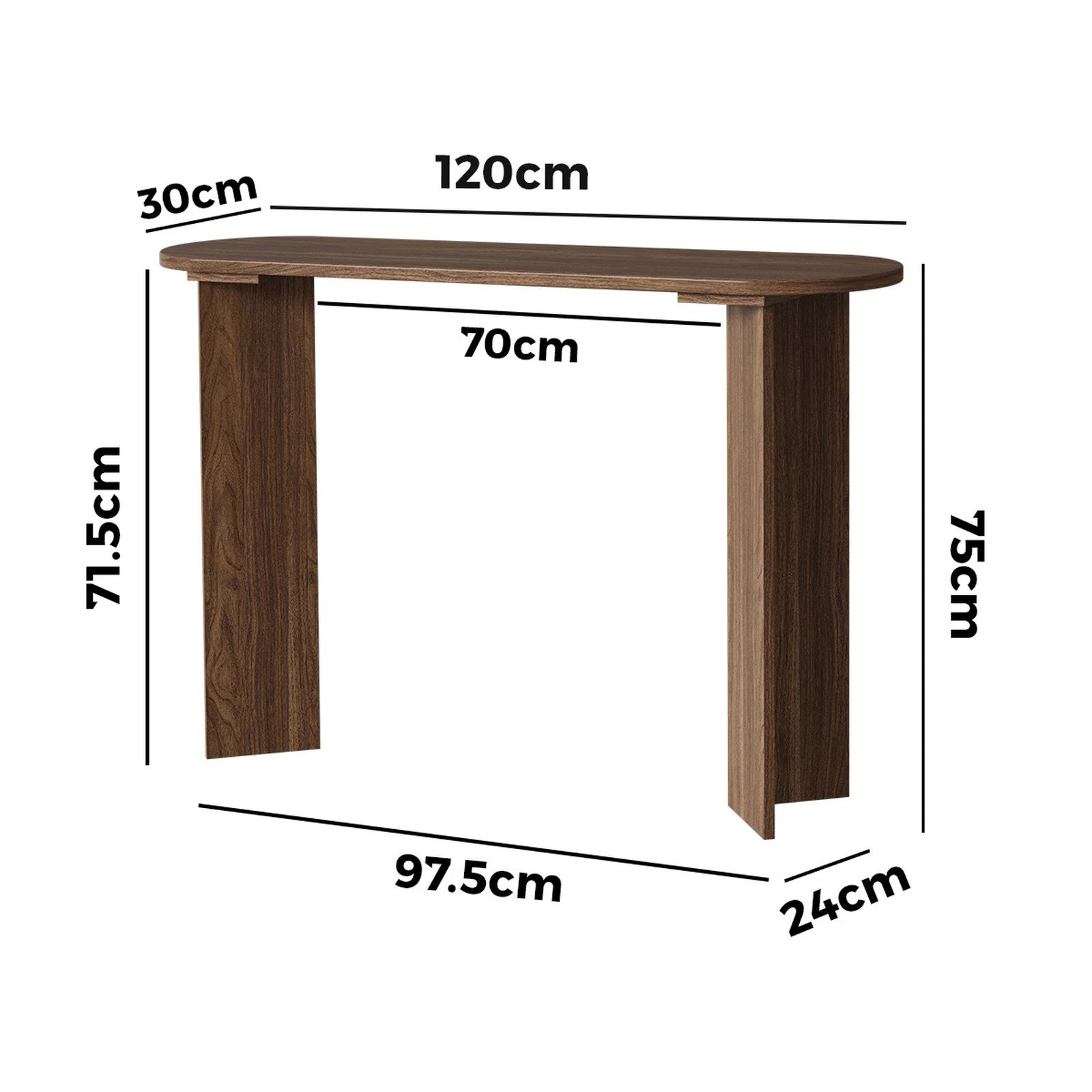 2 Oikiture Console Table Oval Entryway Storage Hallway Sofa Side Desk - Brown, 2 of 8
