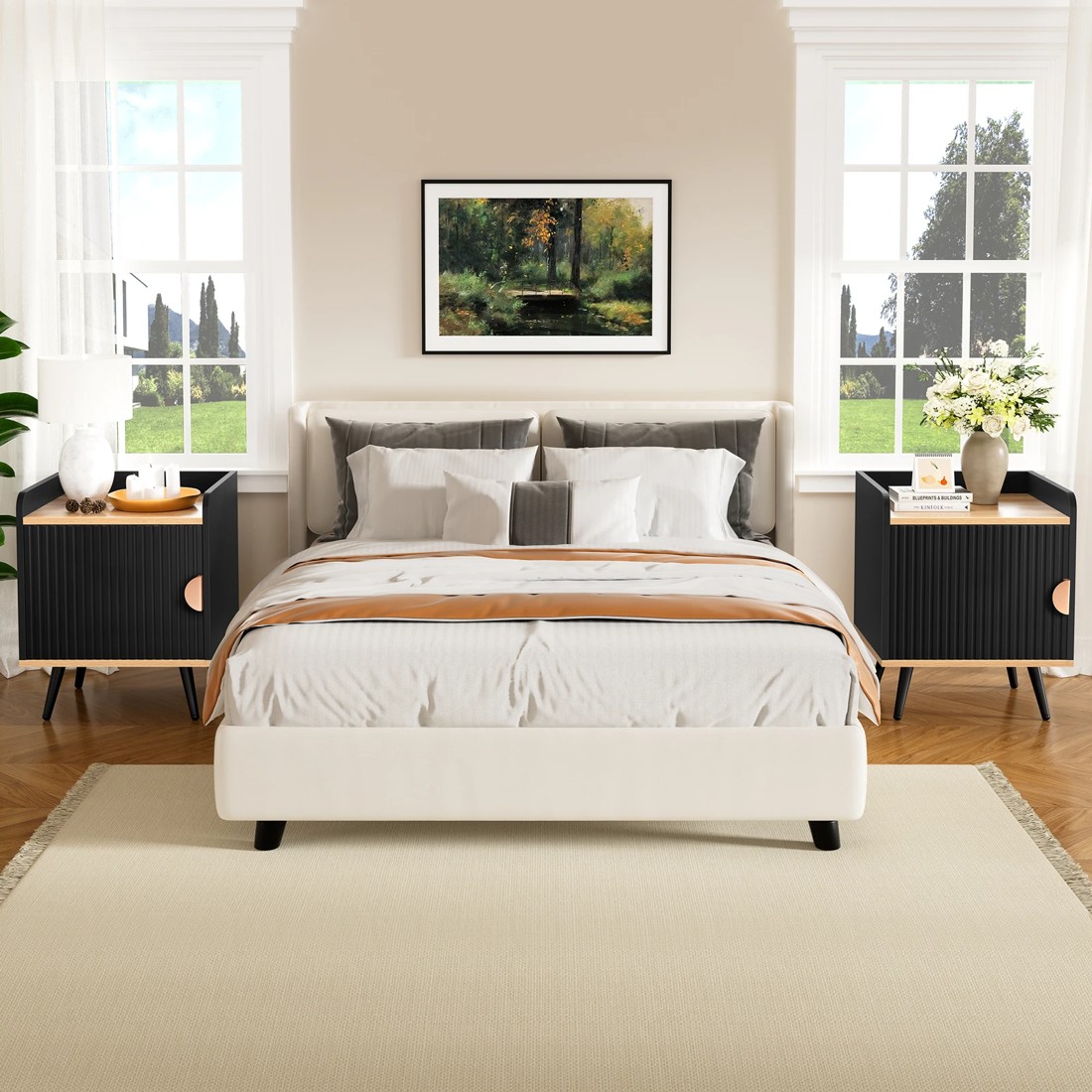 10 Alfordson Bedside Table Cabinet Nightstand Side Storage - Black, 10 of 10