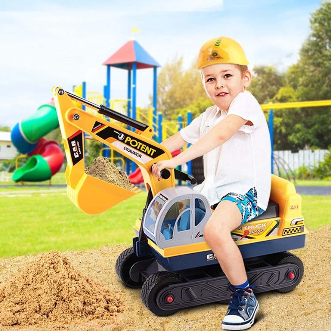 3 Keezi Ride on Car Toys Kids Excavator Digger Sandpit Bulldozer Car Pretend Play Durable Space Saving Sturdy - Yellow, 3 of 4