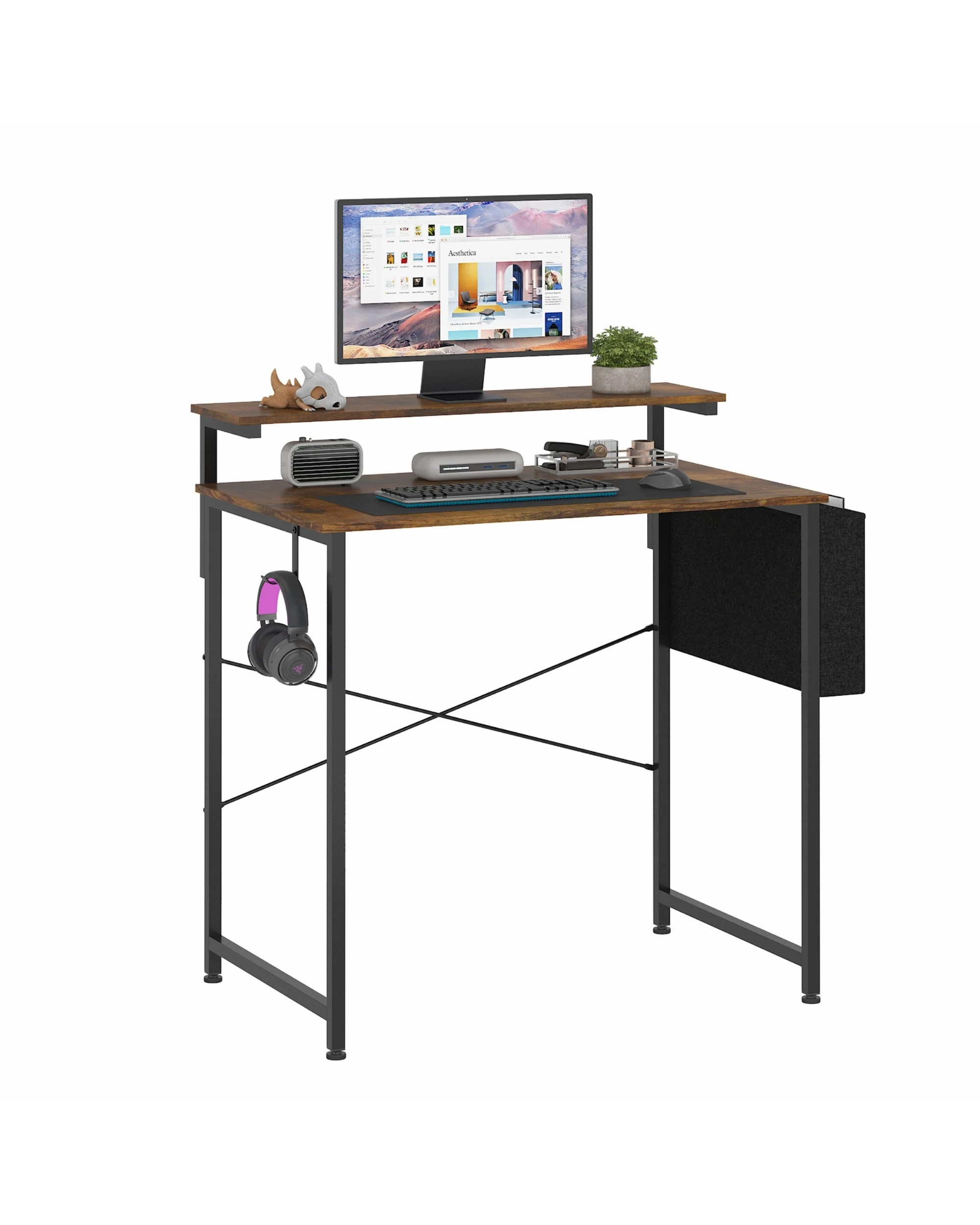 8 Advwin 80cm Small Computer Desk with Adjustable Monitor Stand and Storage Bag, 8 of 10