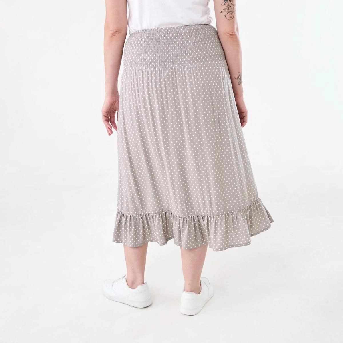 3 Maternity Shirred Waist Skirt FADED TAUPE SPOT, 3 of 5