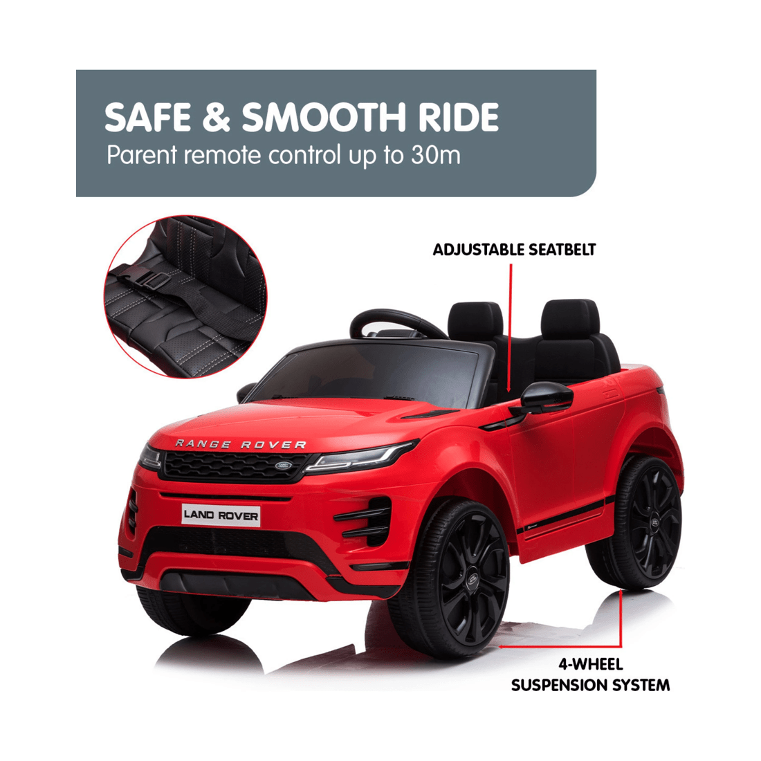 6 Kahuna Land Rover Licensed Kids Electric Ride On Car Remote Control - Red, 6 of 10