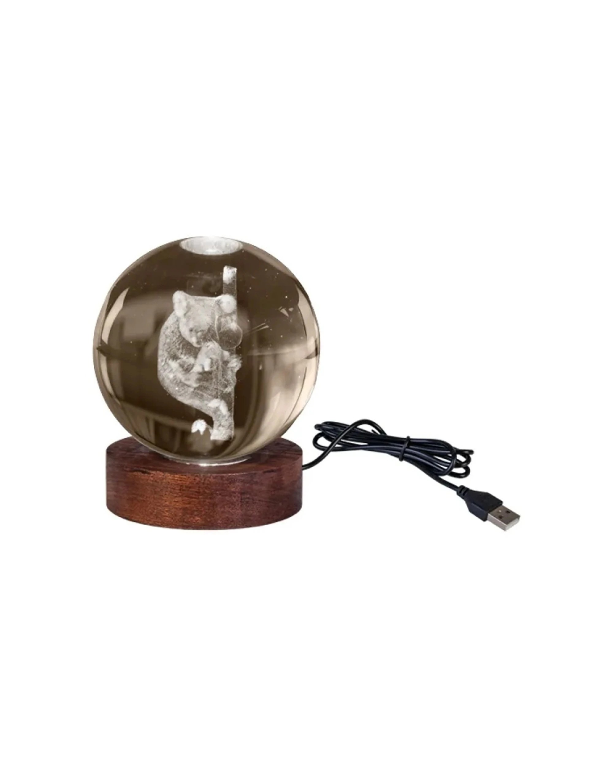 1 Art Tech 3D Crystal Ball Colour Changing Lamp USB Powered Koala - Clear, 1 of 2