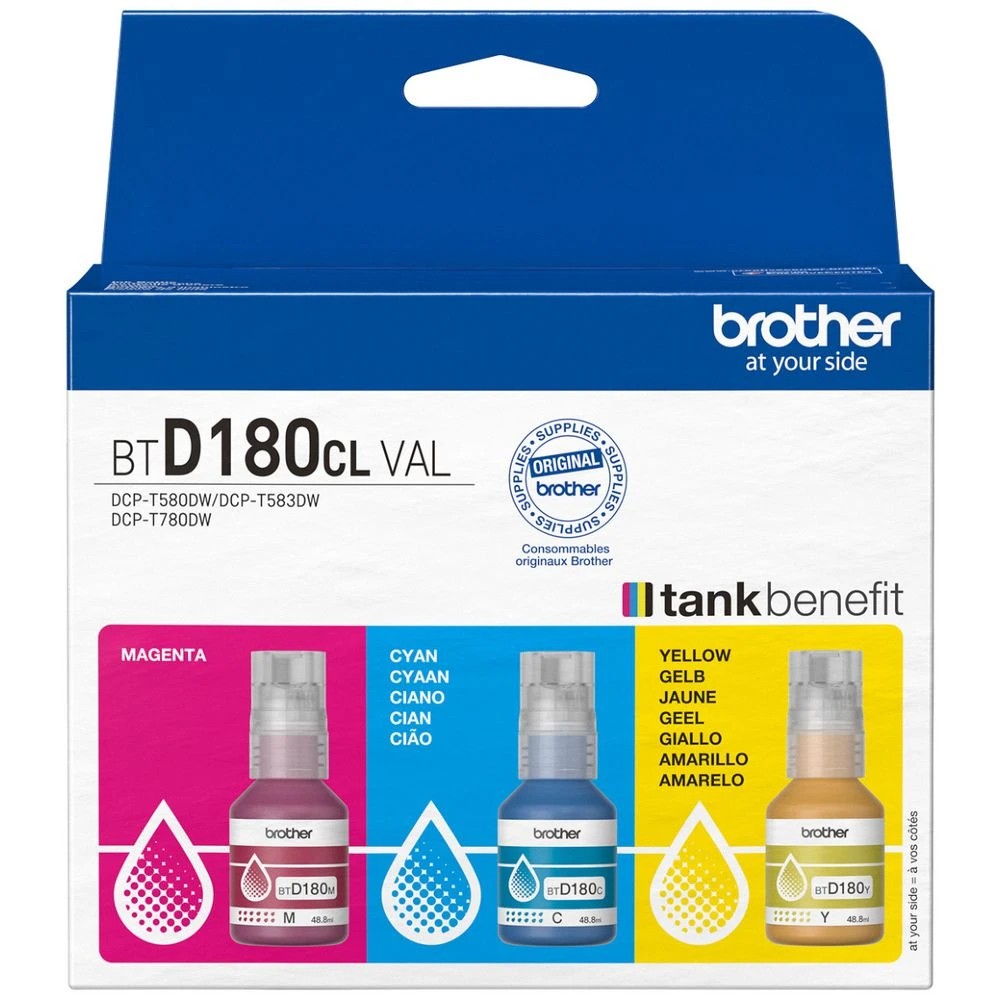 1 Brother BTD180 3 Colour Ink Bottle Value Pack, 1 of 1
