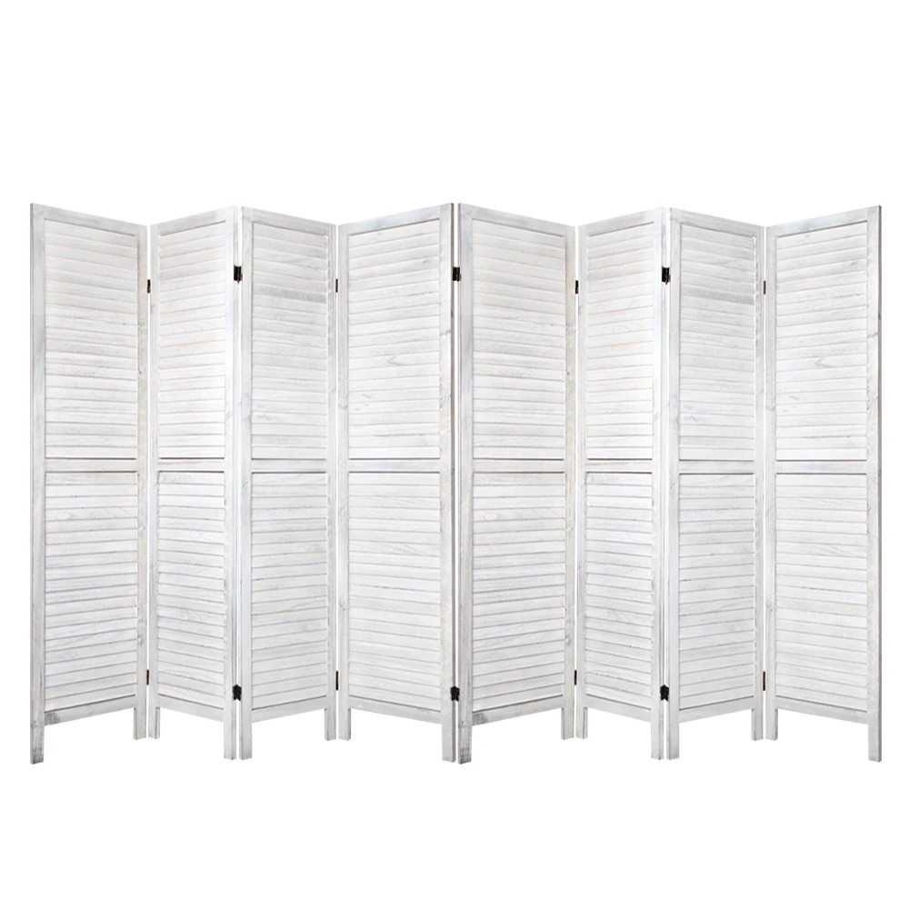 1 Artiss 8 Panel Room Divider Screen 326x170cm Louver - White, 1 of 8