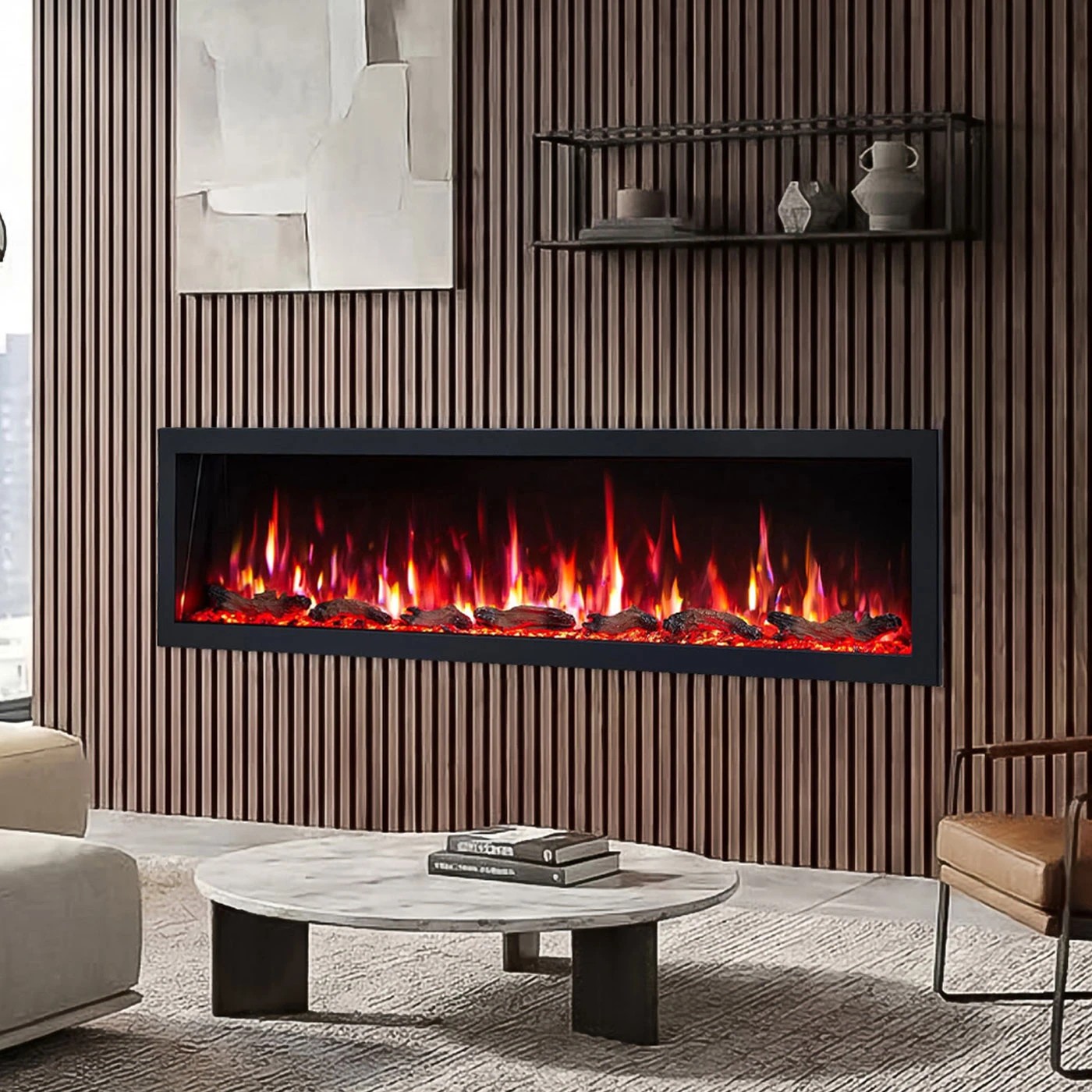 2 Moda Living Aria 72 inch Electric Fireplace - Black, 2 of 7