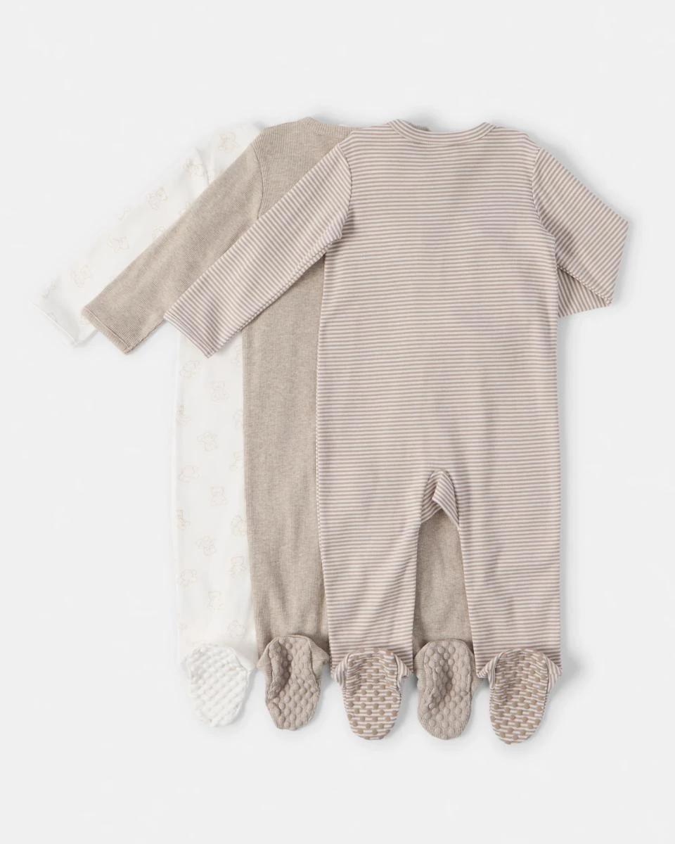 2 3 Pack Australian Cotton Coveralls Brw Bears, 2 of 5