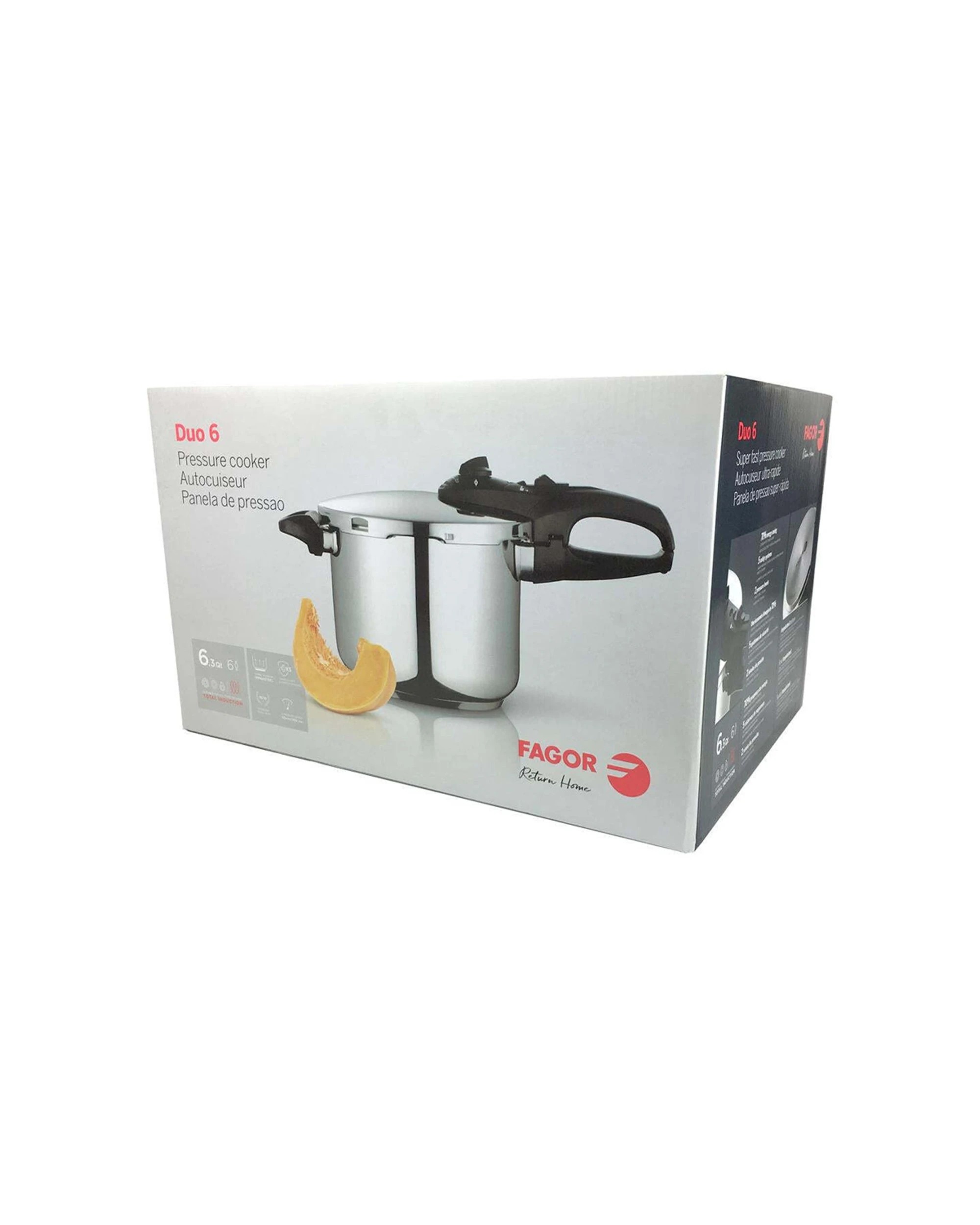 2 Fagor Duo Stainless Steel Pressure Cooker Thermo-Diffuser Base Safety 6L - Silver, 2 of 5