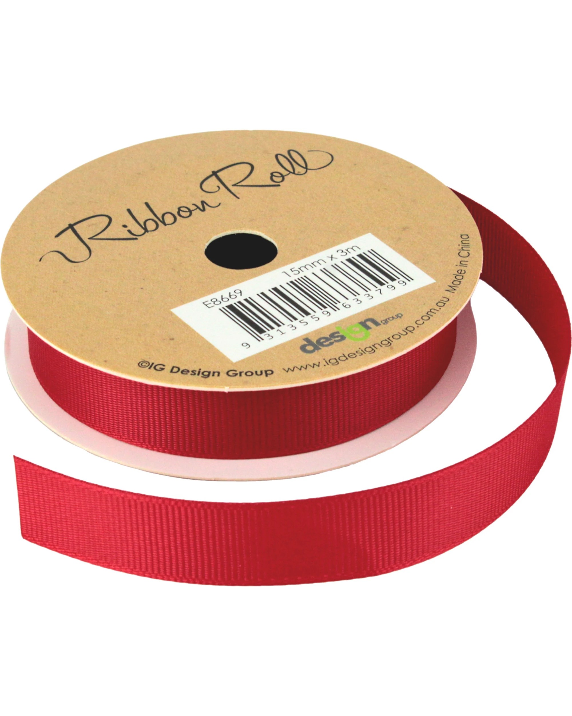 1 Design Group Grosgrain Ribbon 3m - Red, 1 of 1