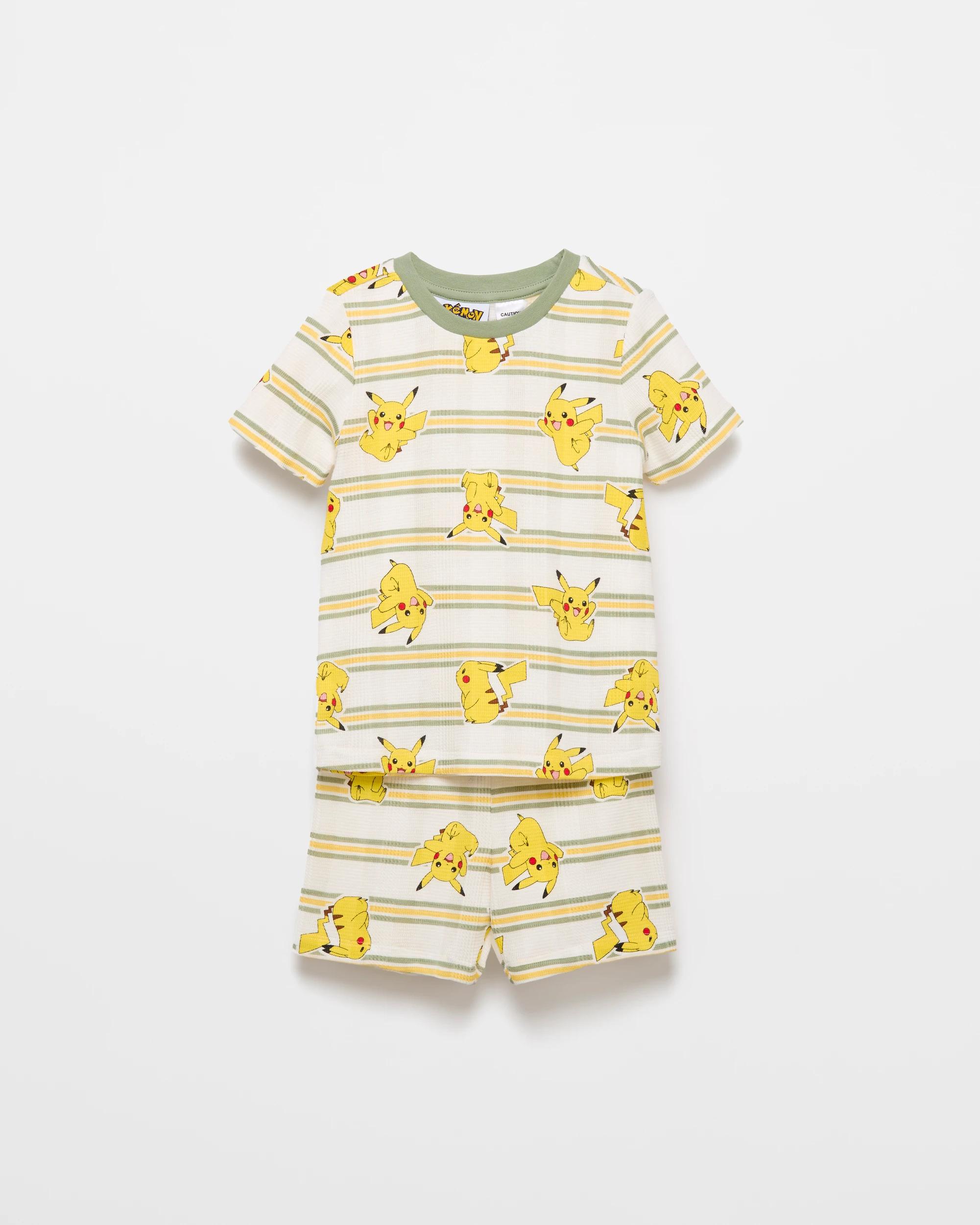 1 Pokemon Cotton Print Younger Boys Waffle’ Pyjama Set MULTI, 1 of 3