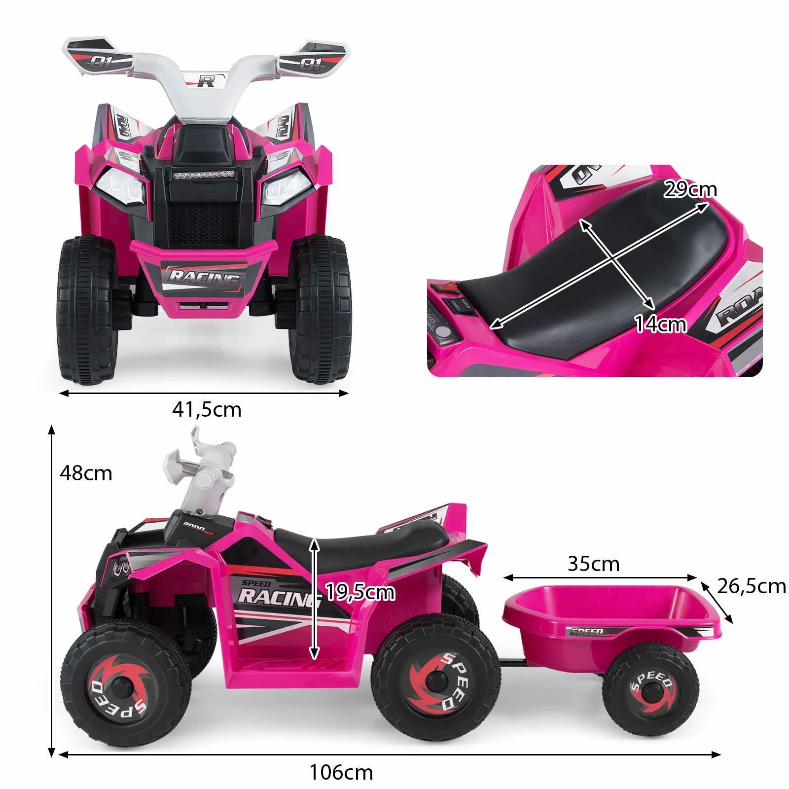 2 Costway Electric ATV Car 6V Battery Powered Ride on Toy Vehicle - Pink, 2 of 2